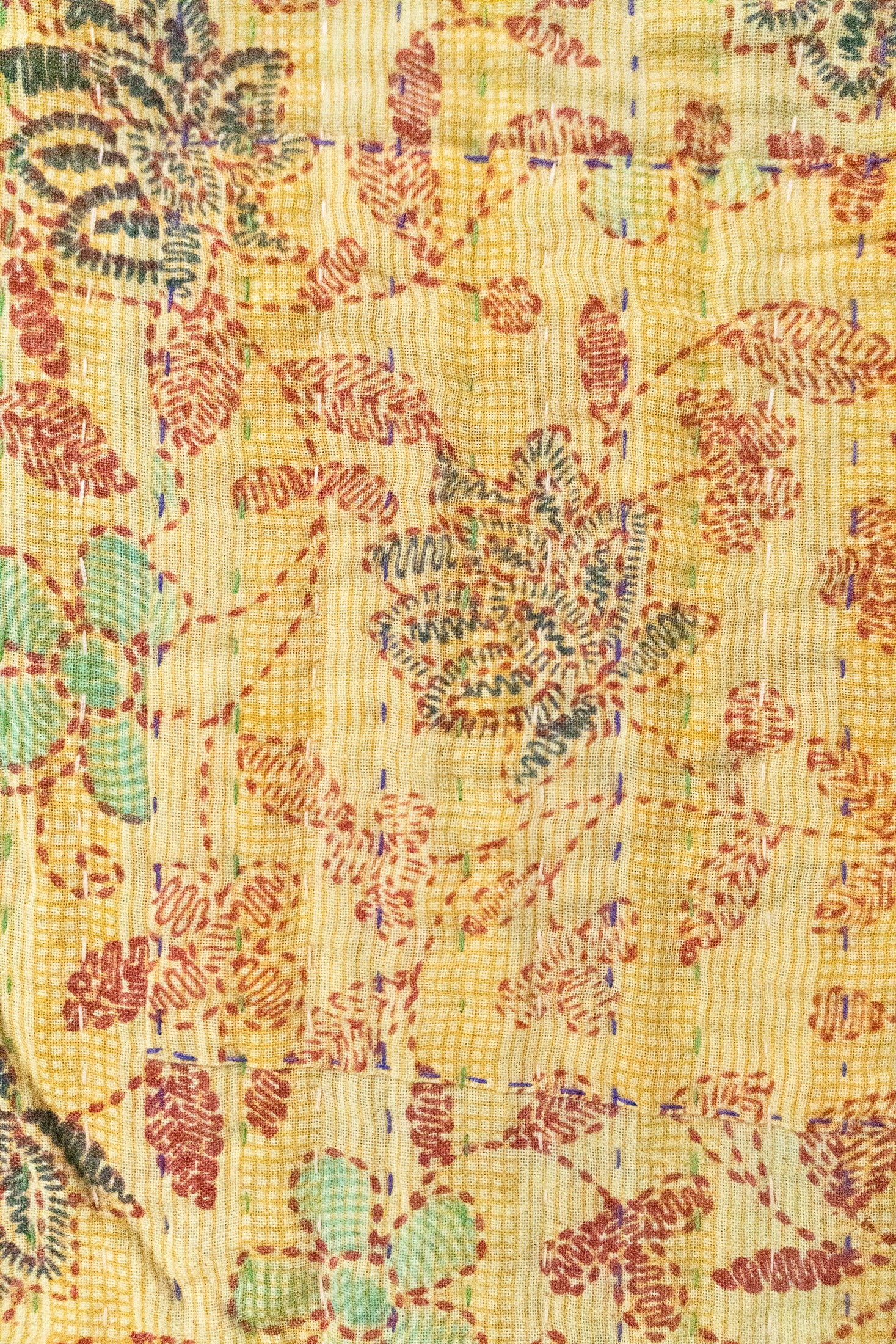 Cranberry Holiday Kantha Blanket
