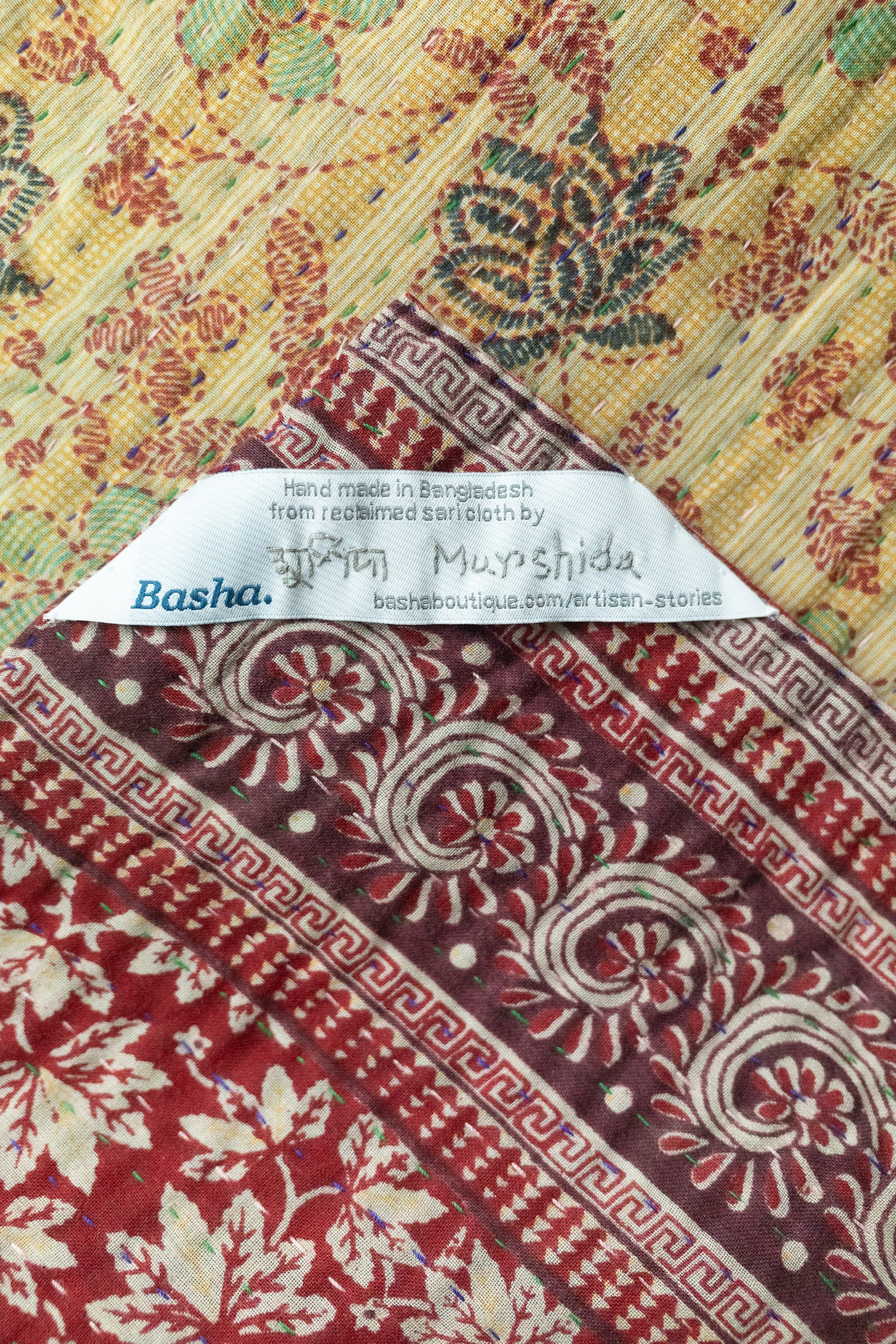 Cranberry Holiday Kantha Blanket