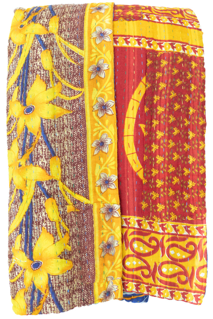 Kantha Large Throw Blanket