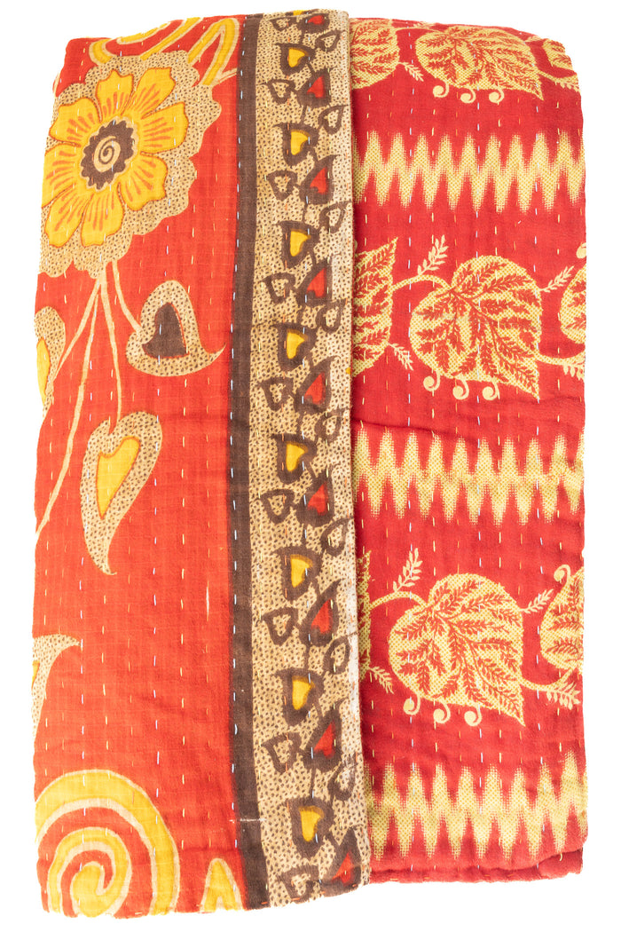 Daisy Large Kantha Throw Blanket