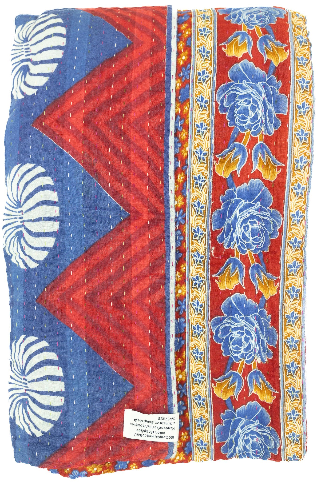 Kantha Large Throw Blanket