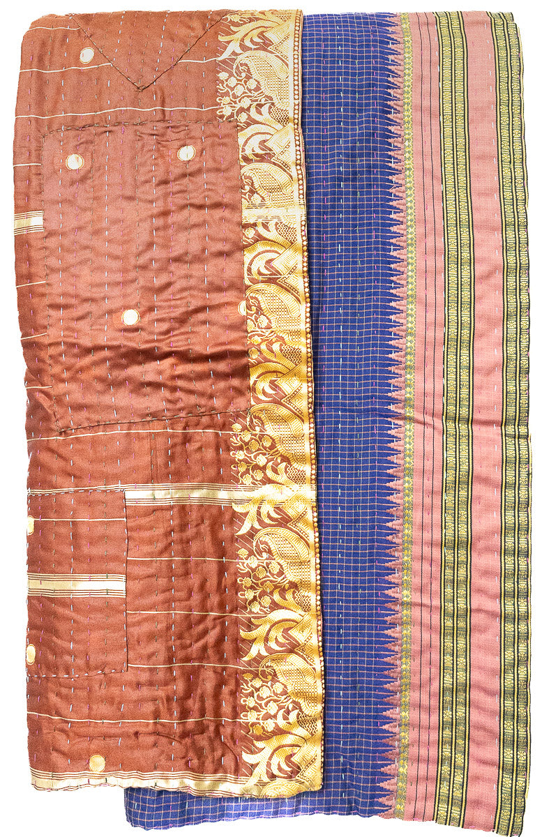Kantha Silk Throw Blanket