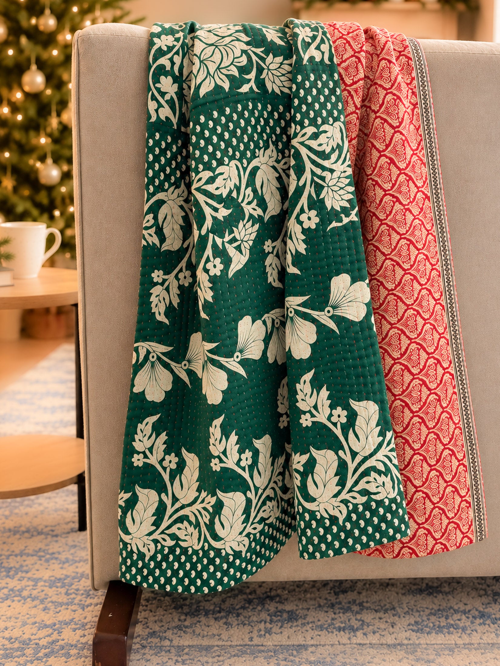 December Holiday Kantha Blanket