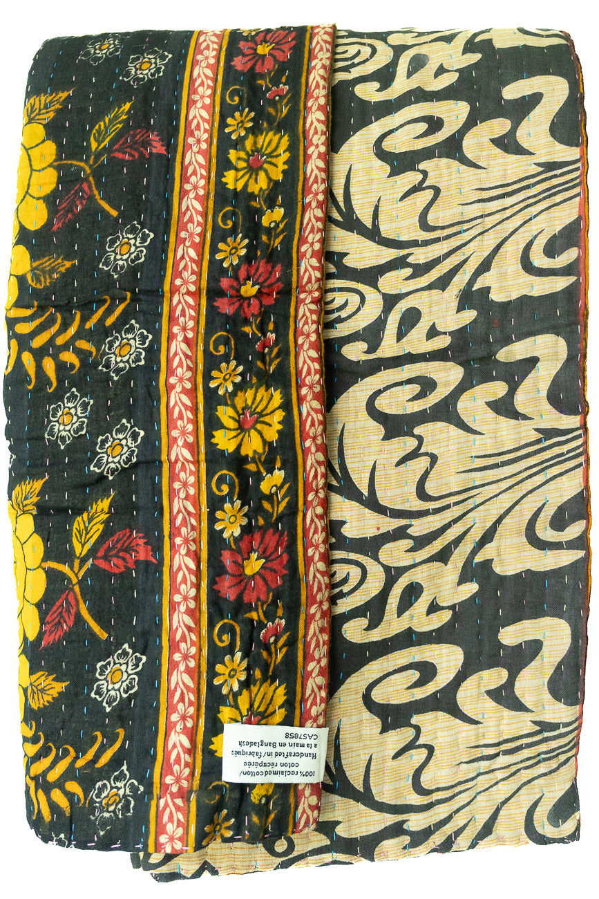 Kantha Throw Bed Quilt