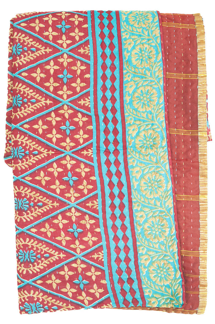 Kantha Silk Throw Blanket