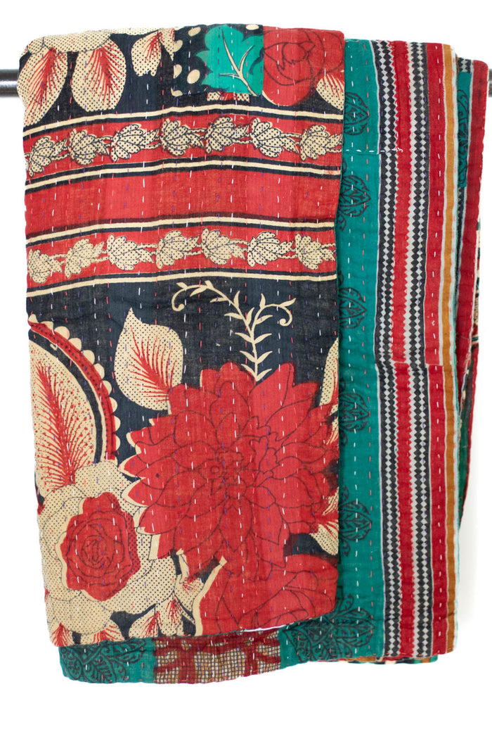 Kantha Throw Bed Quilt