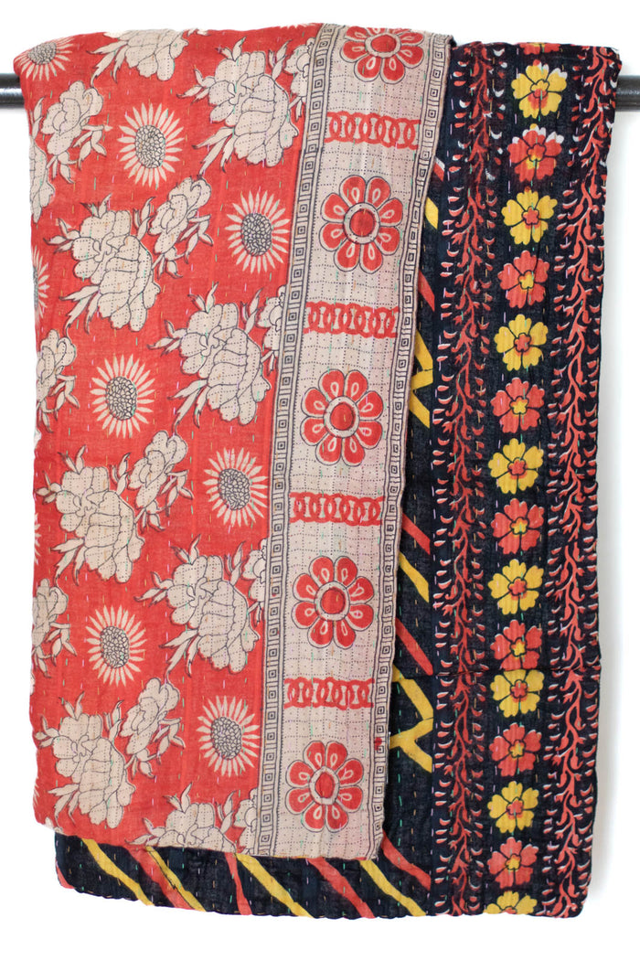 Kantha Throw Bed Quilt