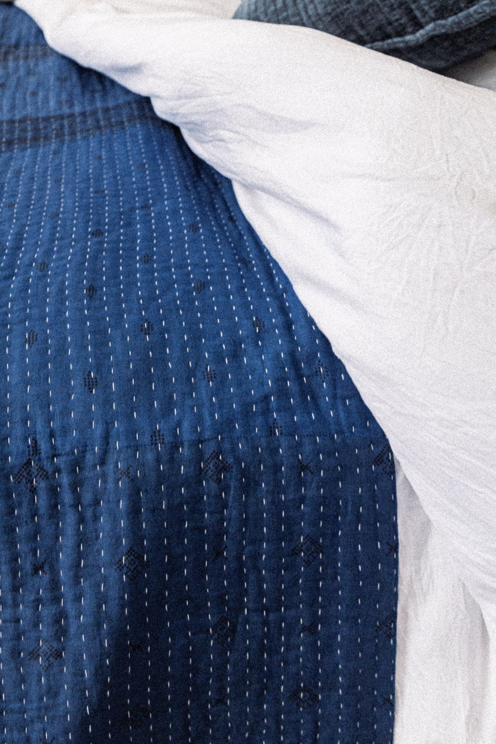 Hand-Dyed Indigo Kantha Quilt (Queen & King Sizes)