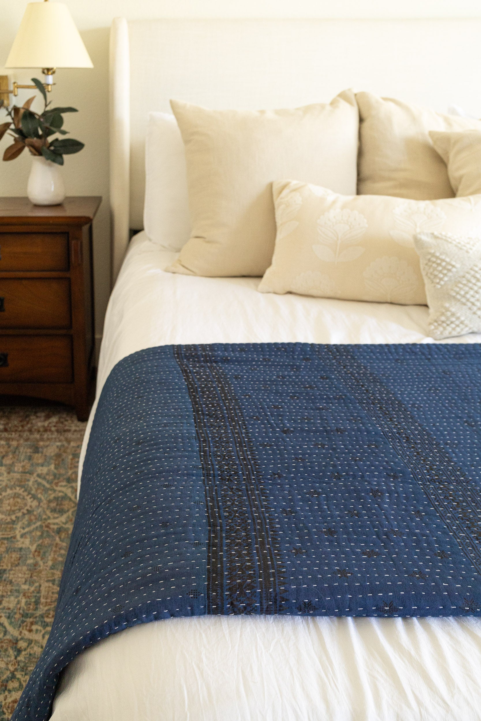 Hand-Dyed Indigo Kantha Quilt (Queen & King Sizes)