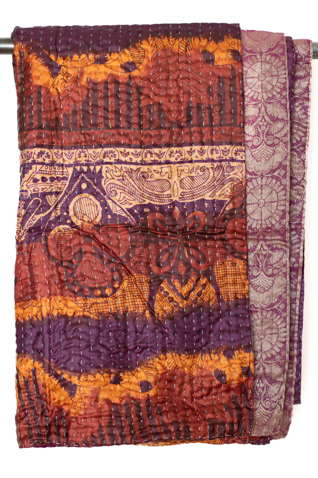 Kantha Silk Throw Blanket