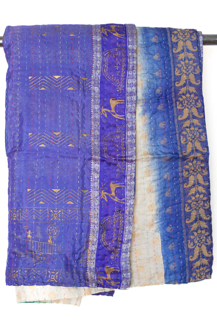 Kantha Silk Throw Blanket