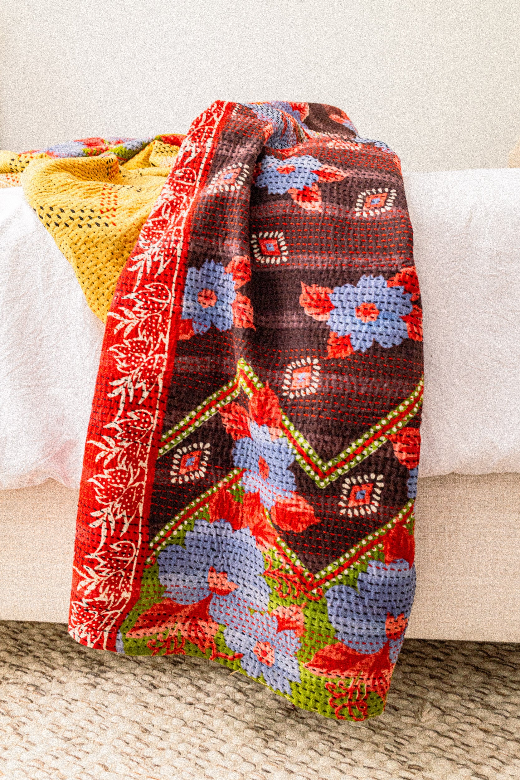No. 147 Masterpiece Kantha Coverlet Quilt (Twin/Full)
