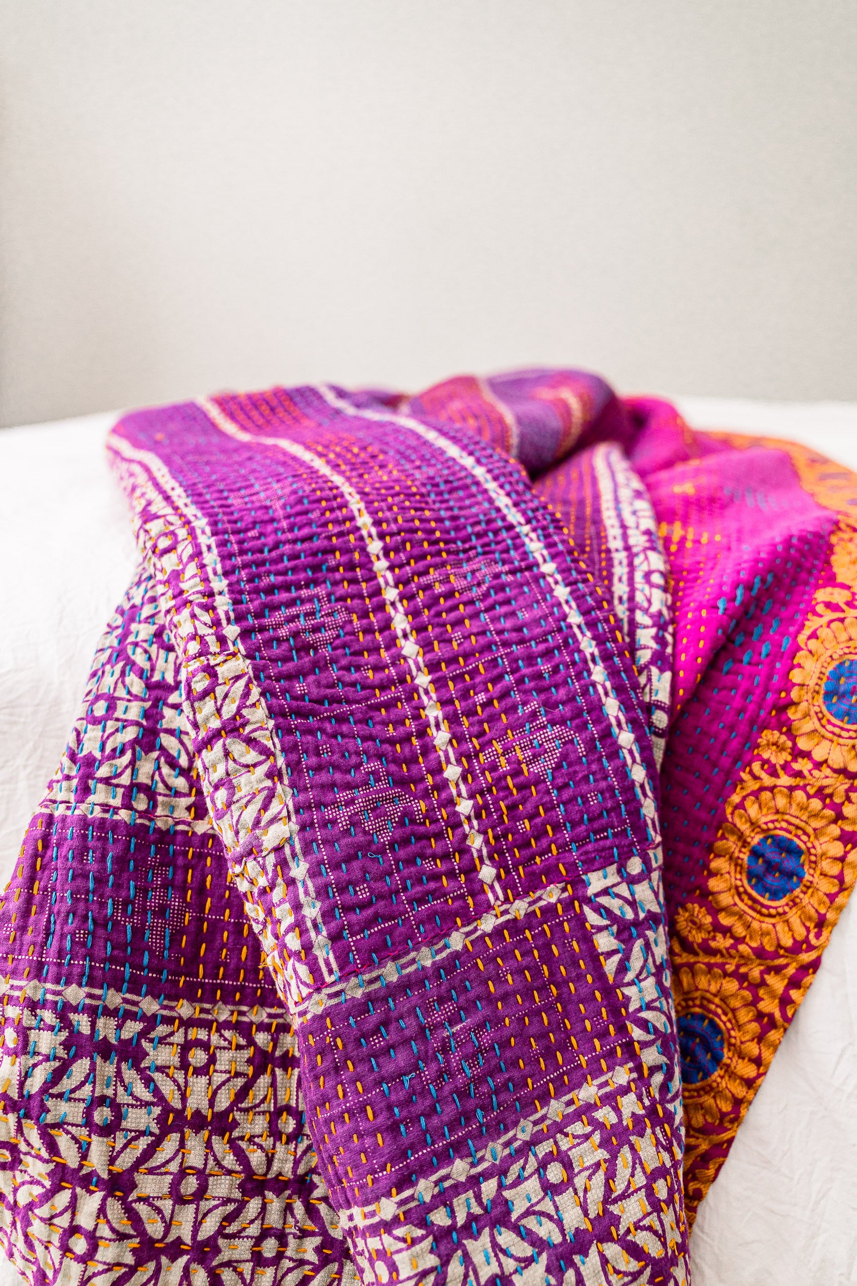 No. 148 Masterpiece Kantha Coverlet Quilt (Twin/Full)