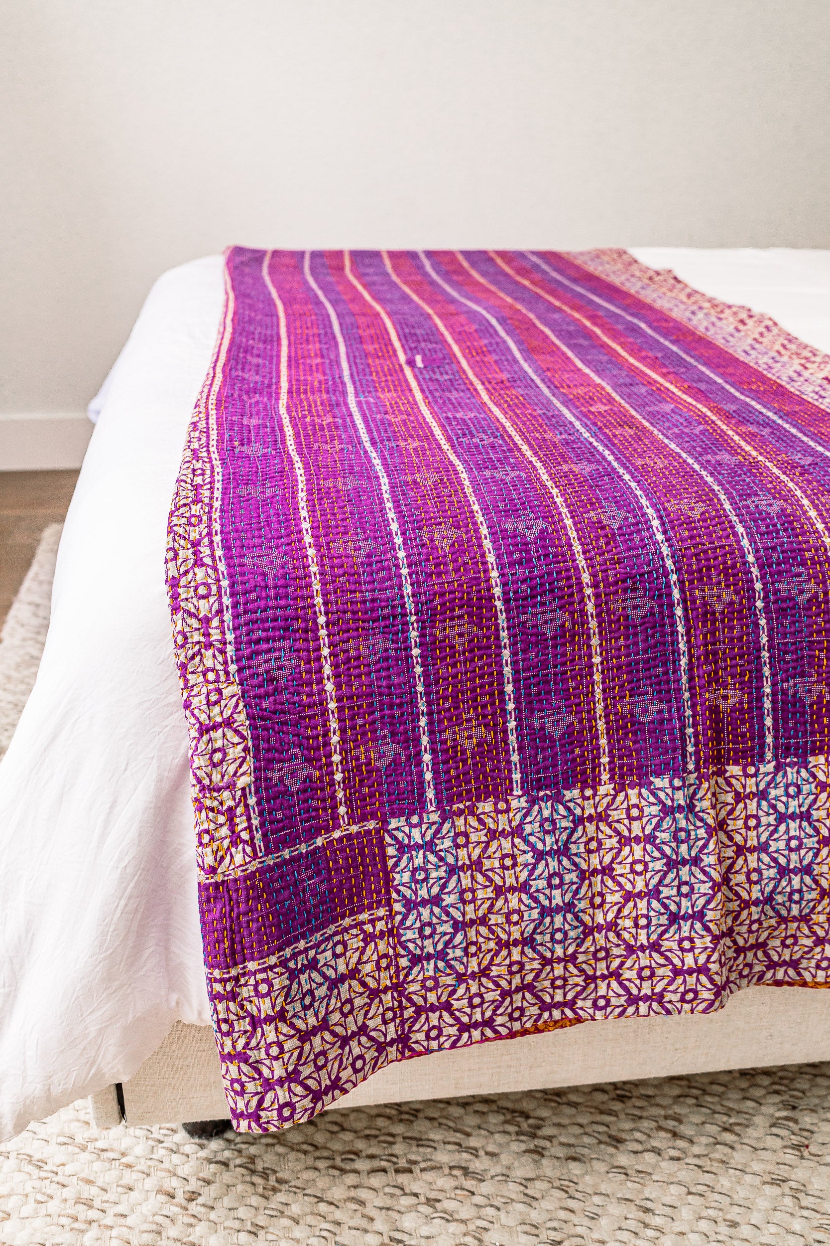 No. 148 Masterpiece Kantha Coverlet Quilt (Twin/Full)
