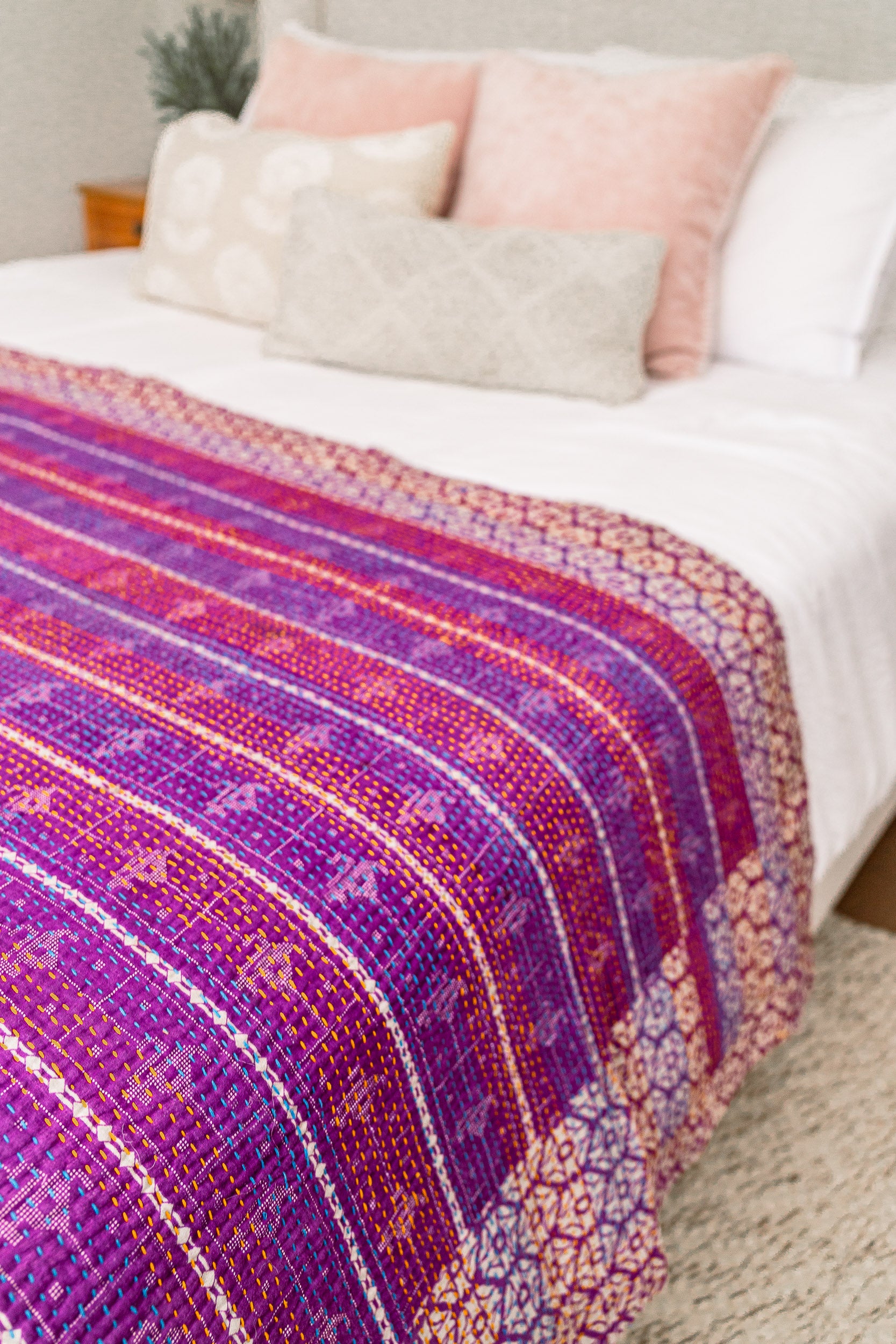 No. 148 Masterpiece Kantha Coverlet Quilt (Twin/Full)