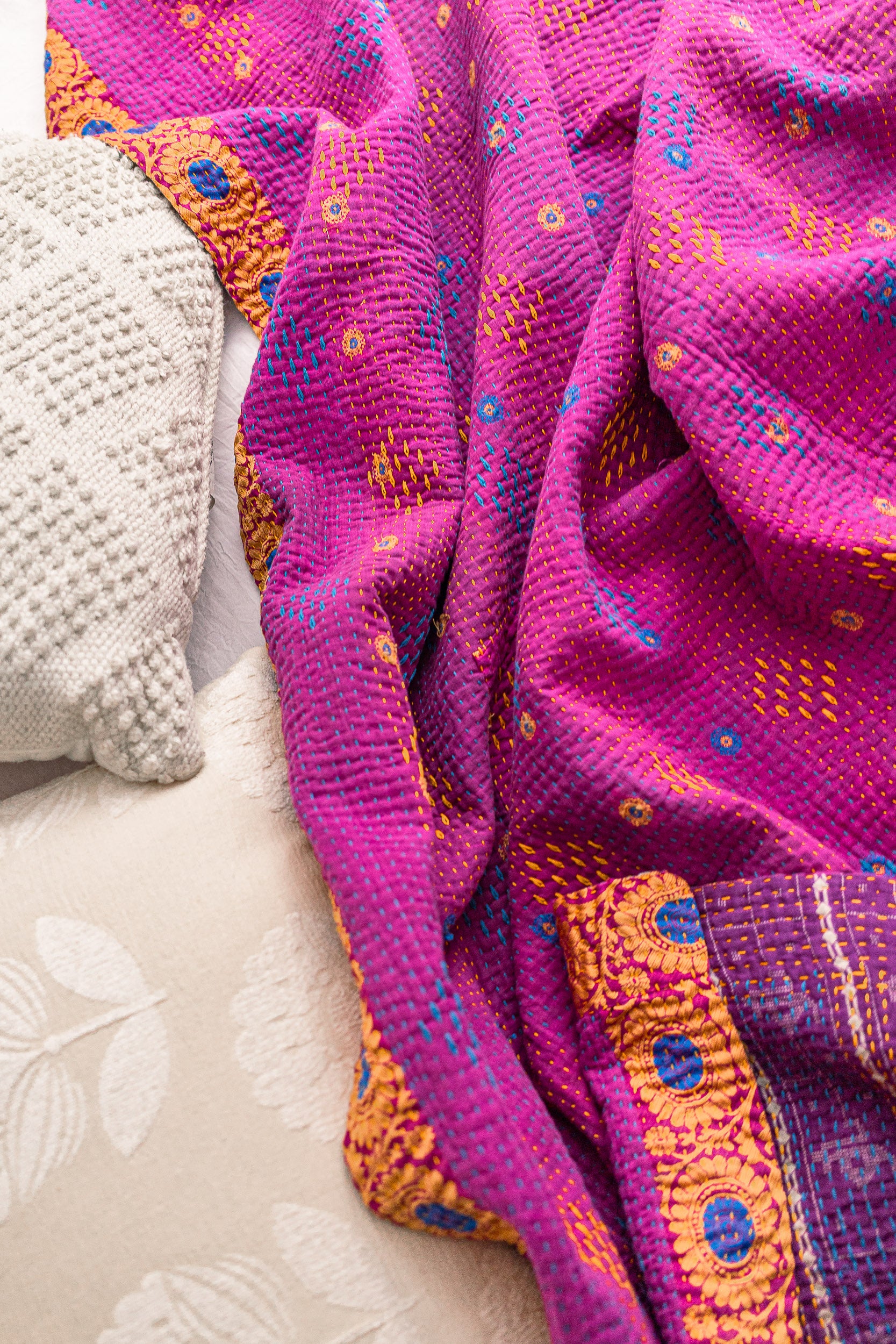 No. 148 Masterpiece Kantha Coverlet Quilt (Twin/Full)