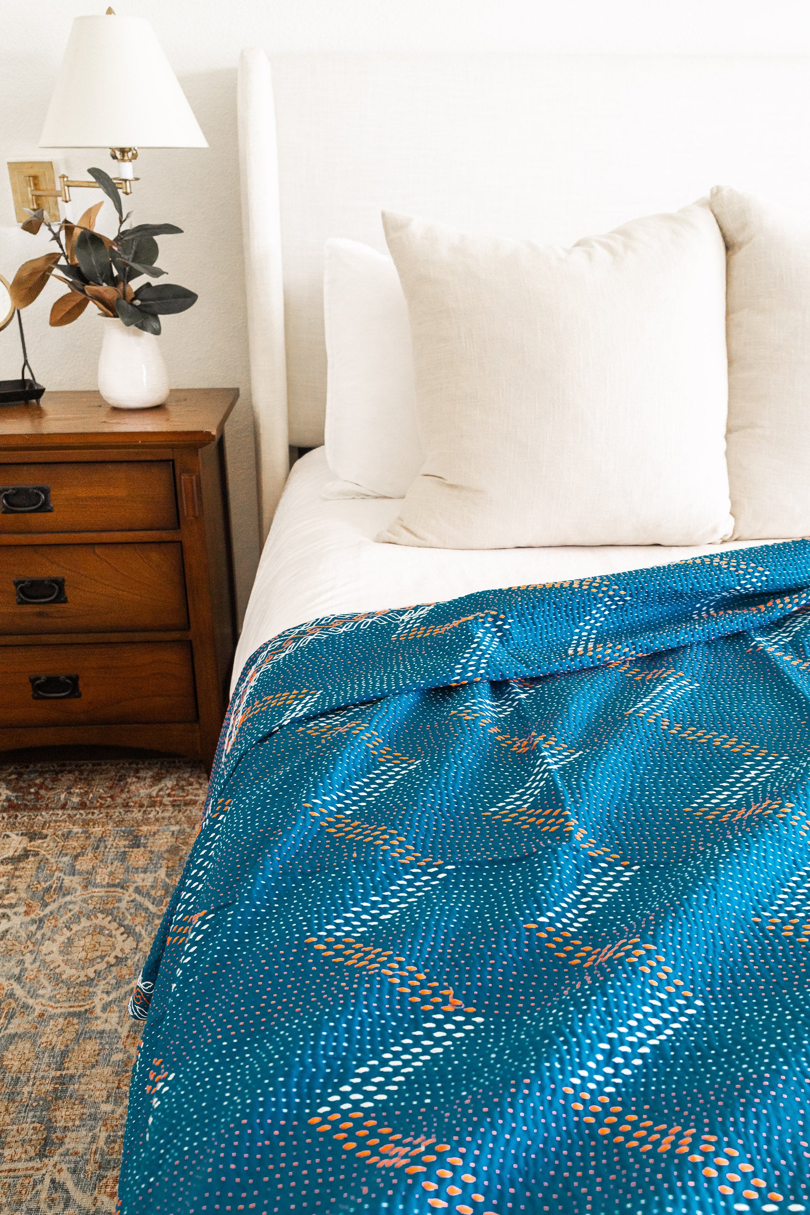 No. 133 Masterpiece Kantha Coverlet Quilt (Queen)