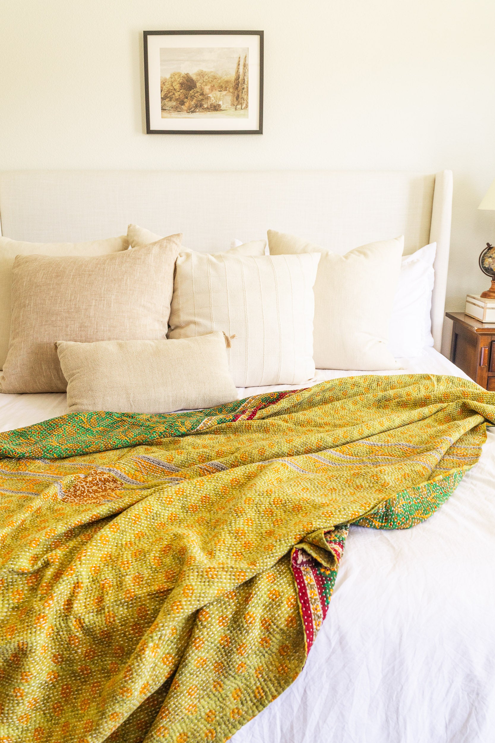 No. 135 Masterpiece Kantha Coverlet Quilt (Queen)