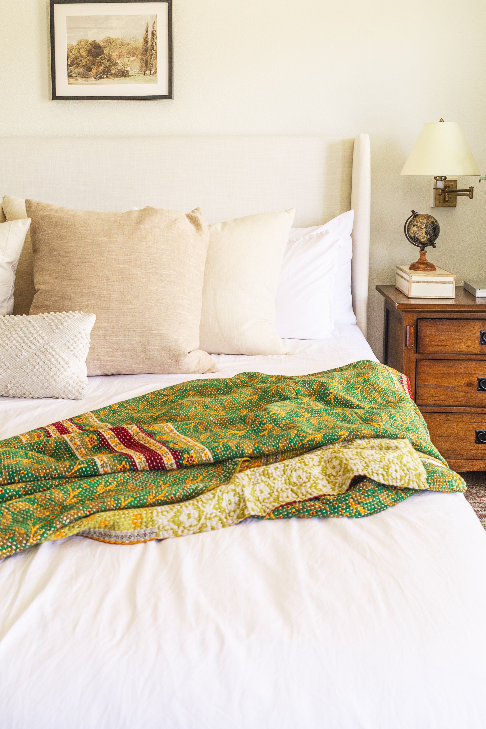 No. 135 Masterpiece Kantha Coverlet Quilt (Queen)