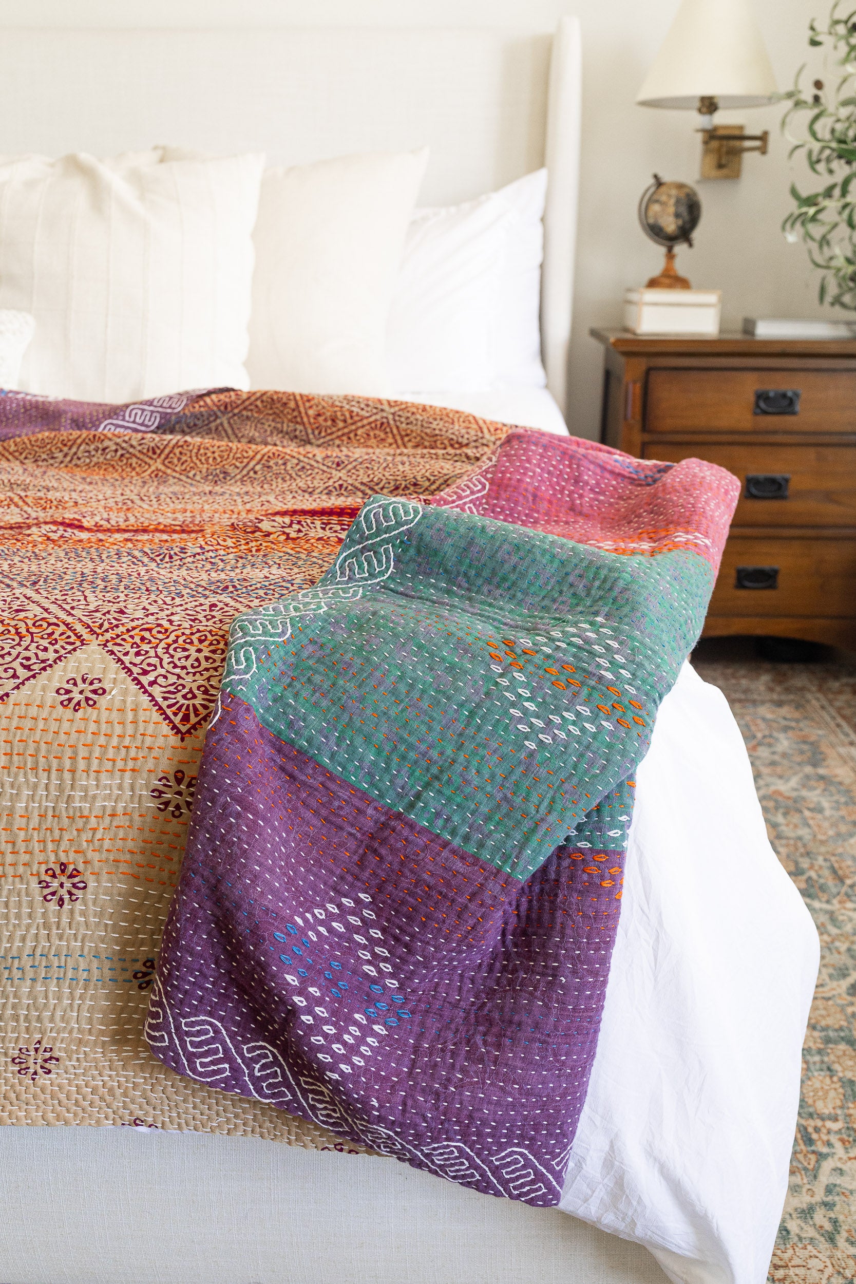 No. 137 Masterpiece Kantha Coverlet Quilt (Queen)