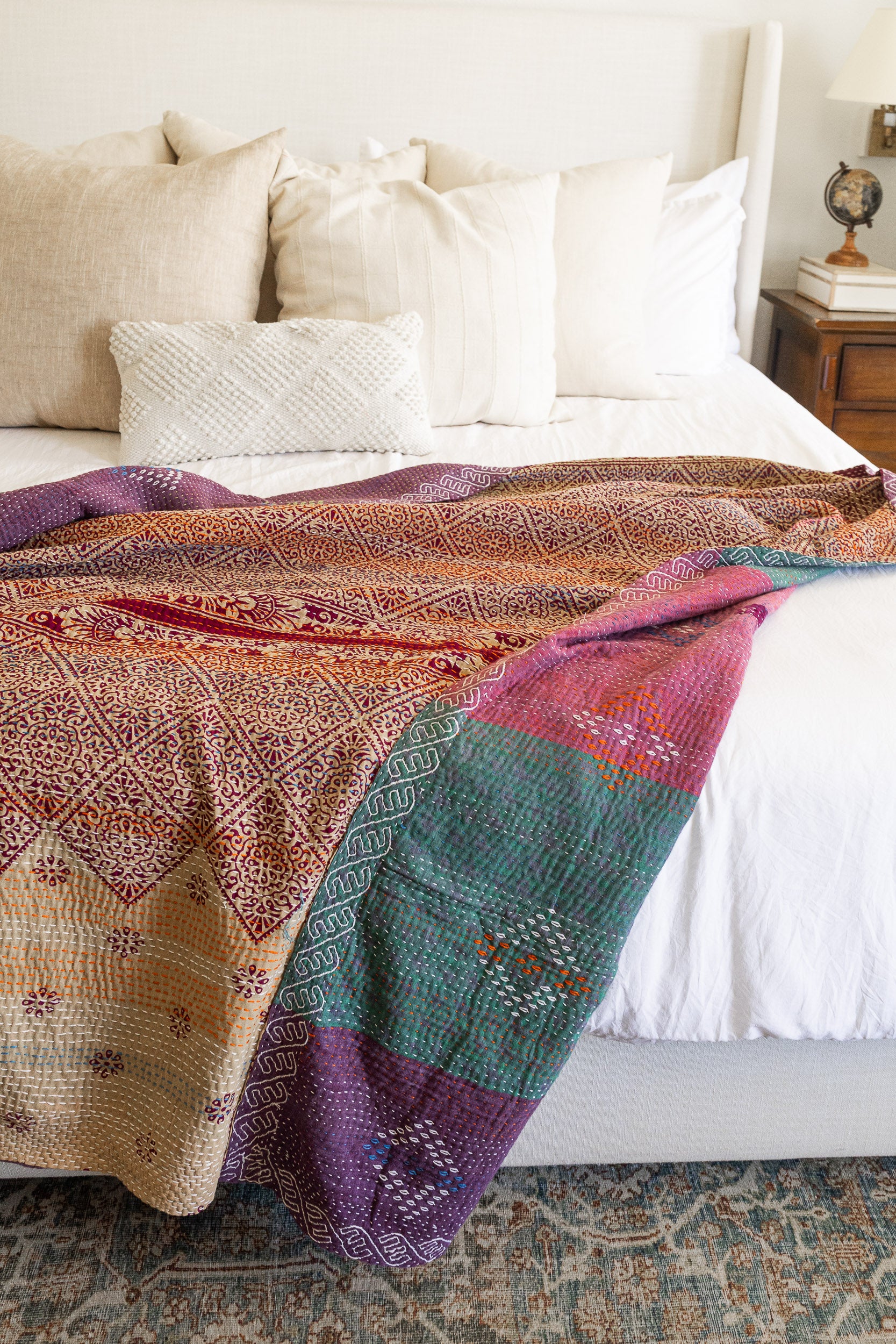 No. 137 Masterpiece Kantha Coverlet Quilt (Queen)
