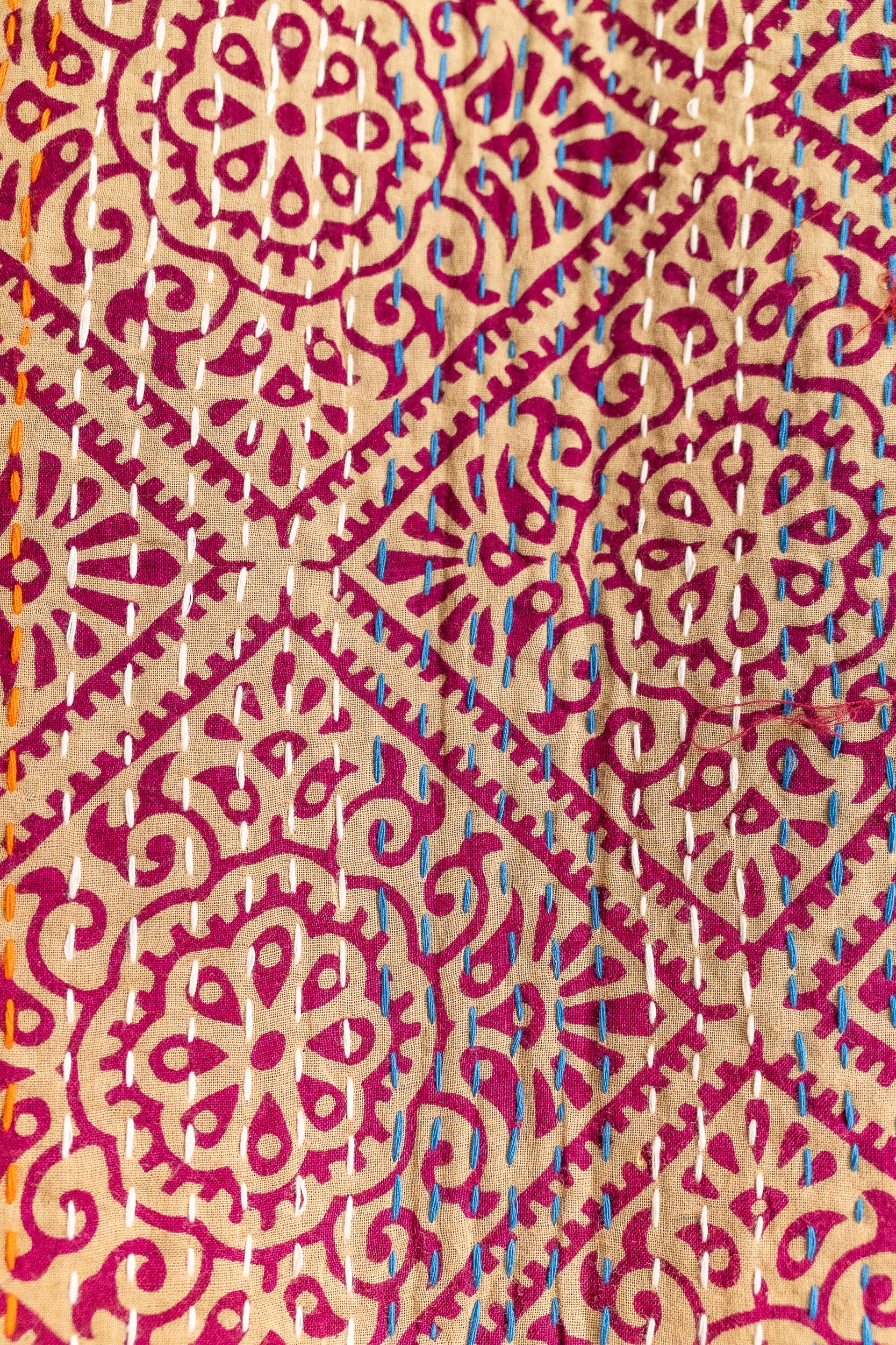No. 137 Masterpiece Kantha Coverlet Quilt (Queen)