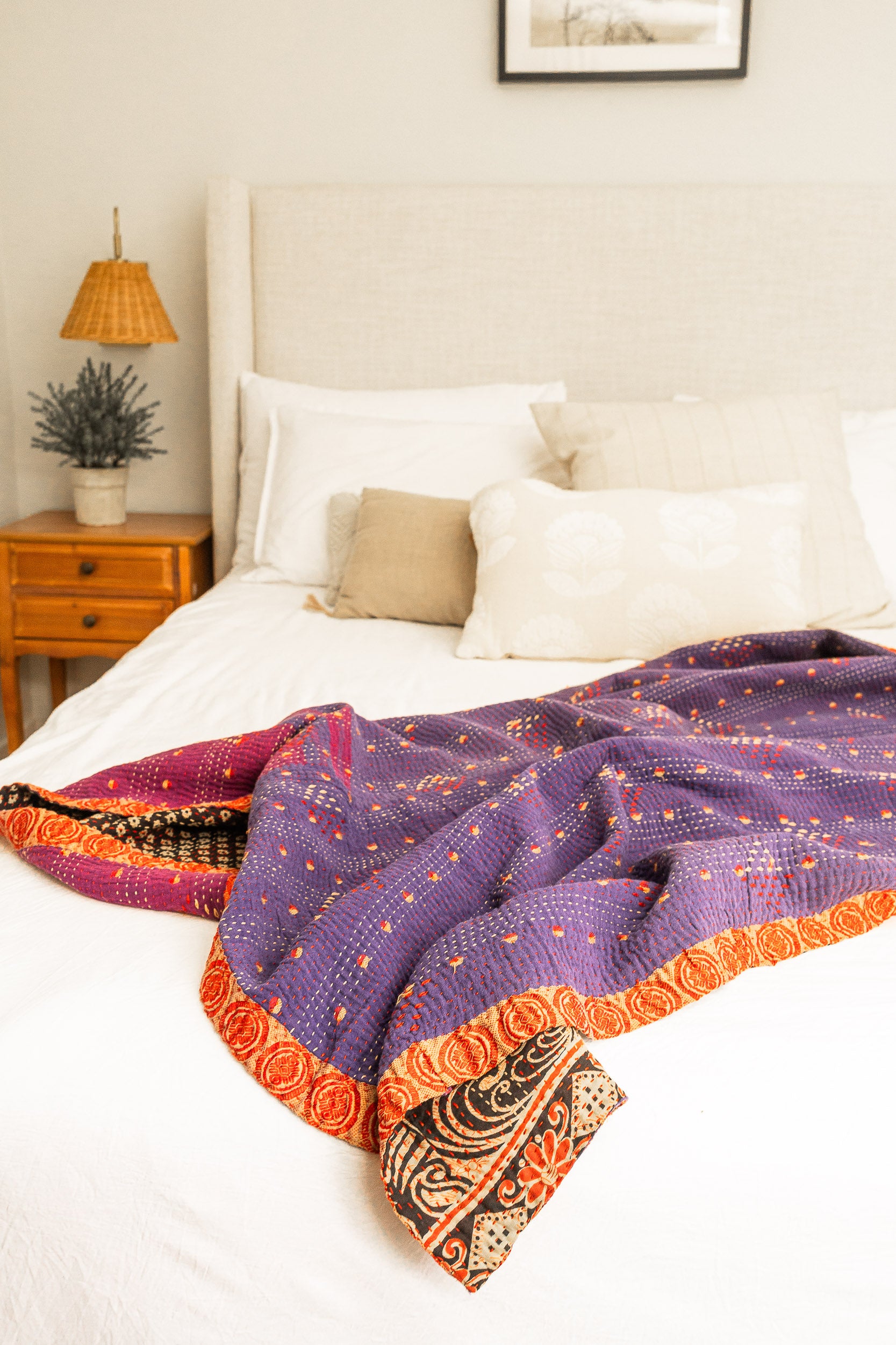 No. 139 Masterpiece Kantha Coverlet Quilt (Queen)