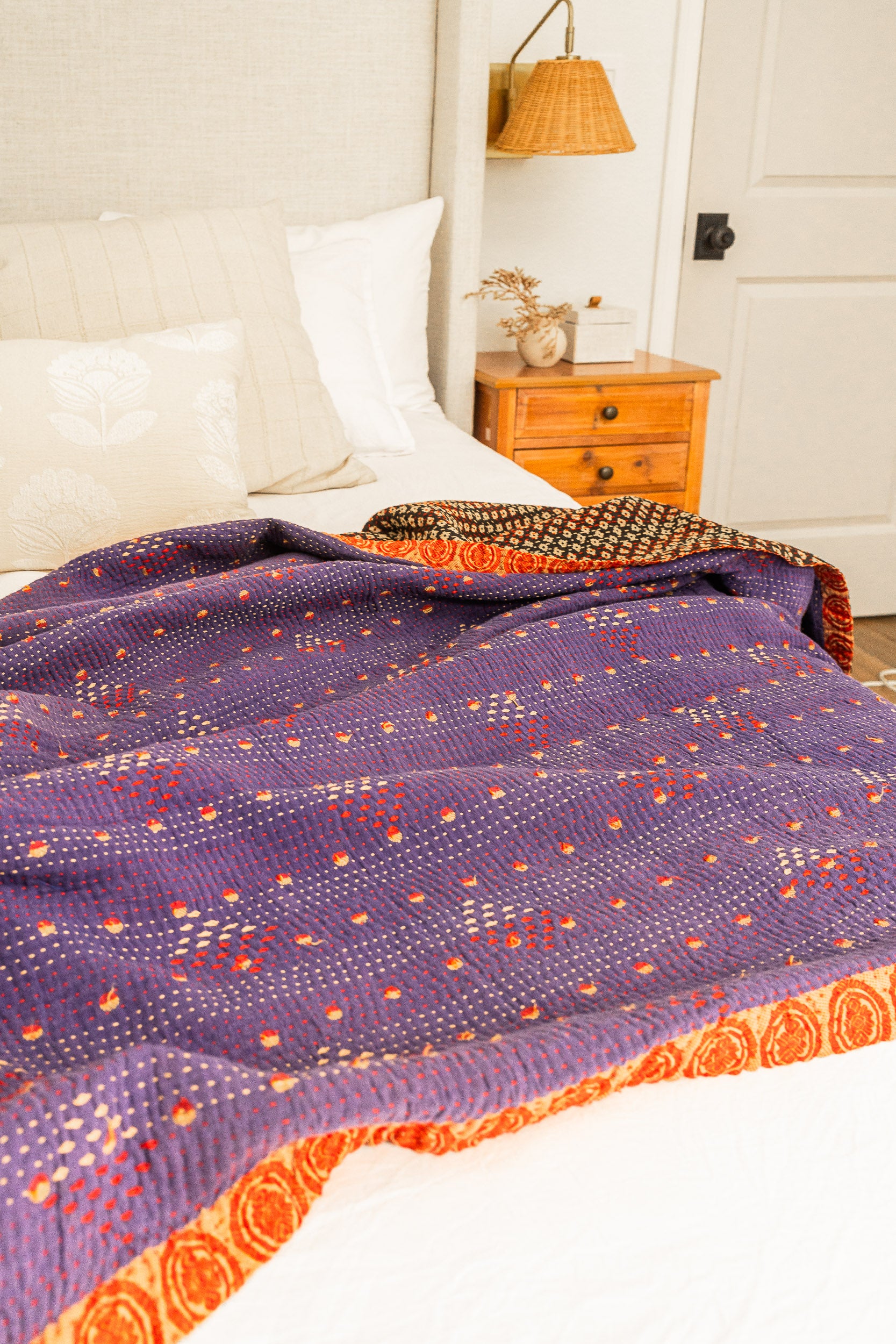 No. 139 Masterpiece Kantha Coverlet Quilt (Queen)