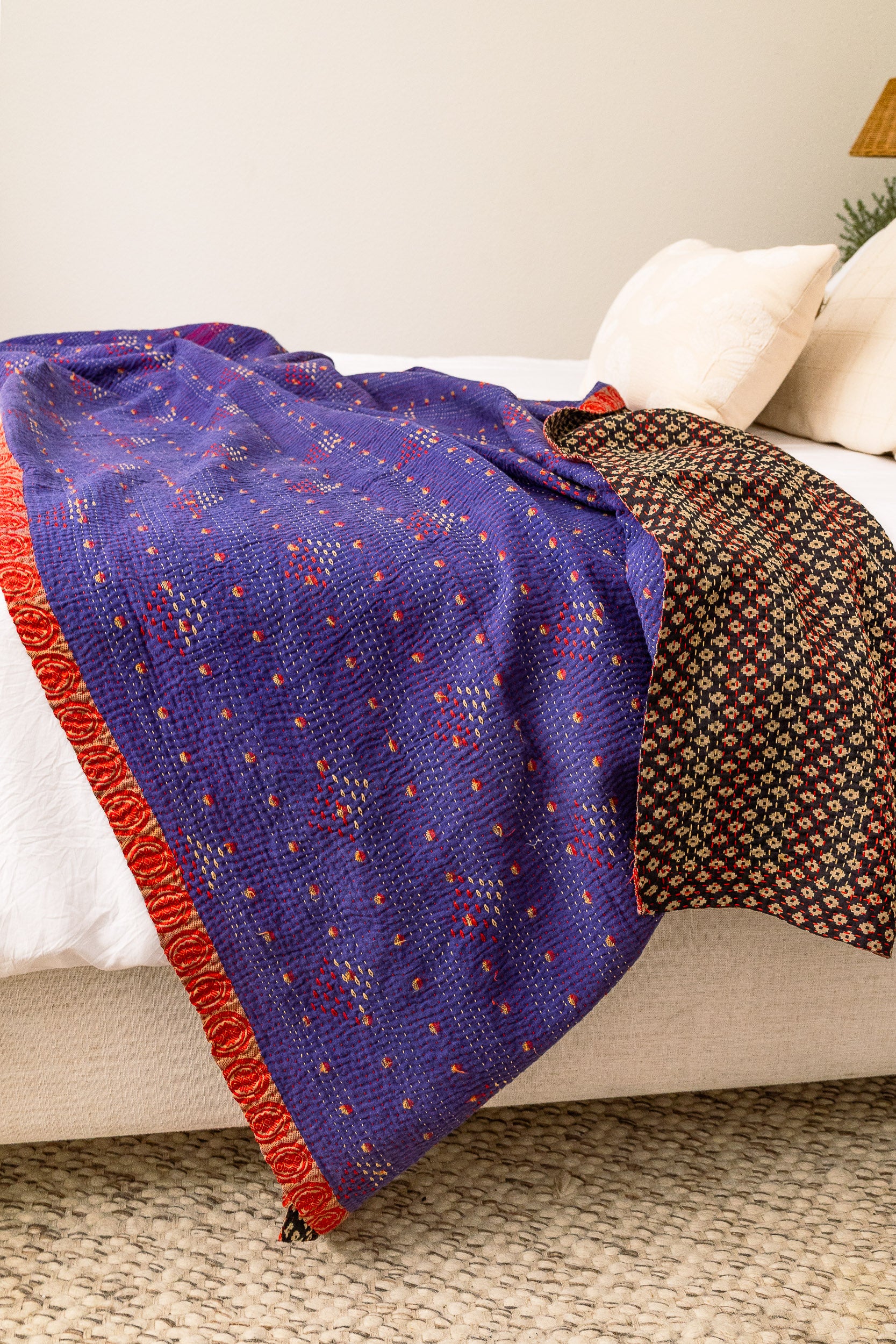 No. 139 Masterpiece Kantha Coverlet Quilt (Queen)