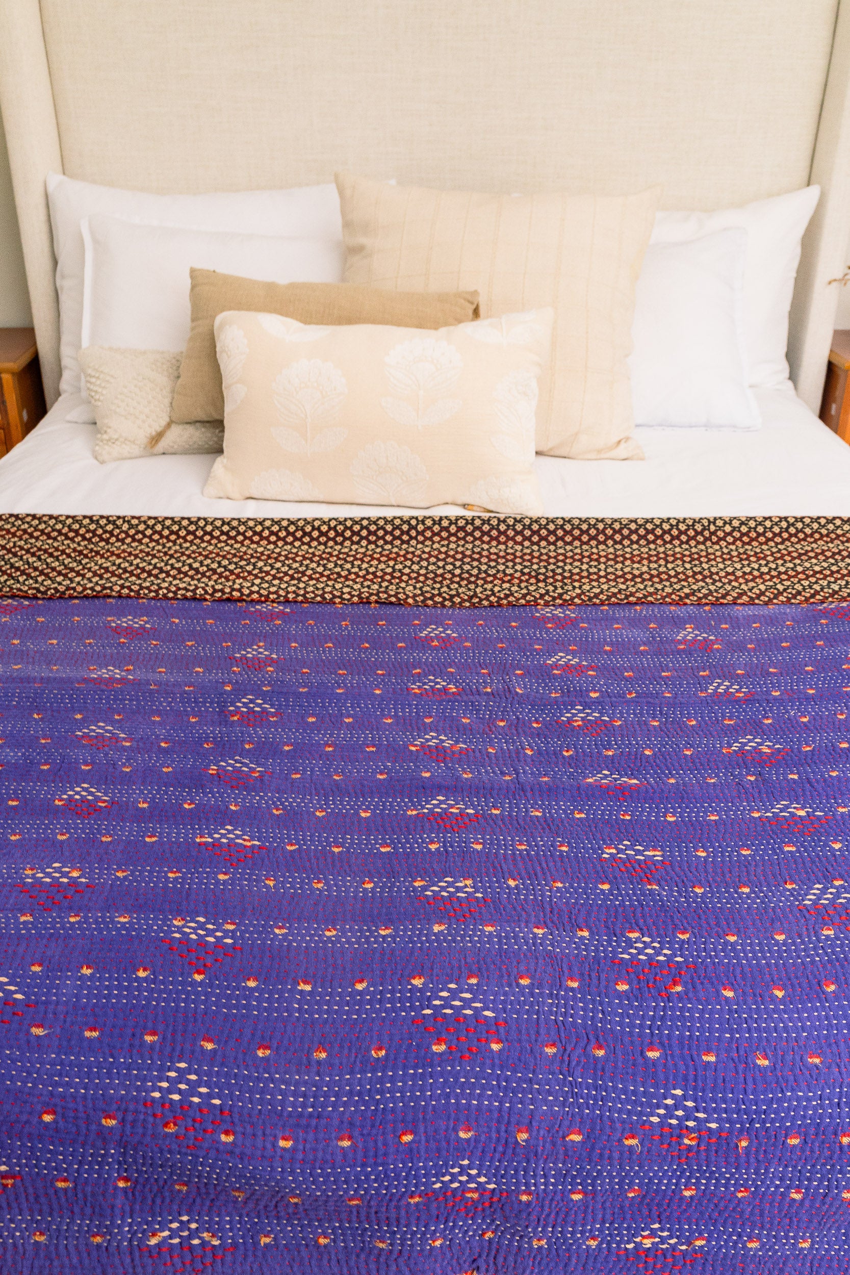 No. 139 Masterpiece Kantha Coverlet Quilt (Queen)
