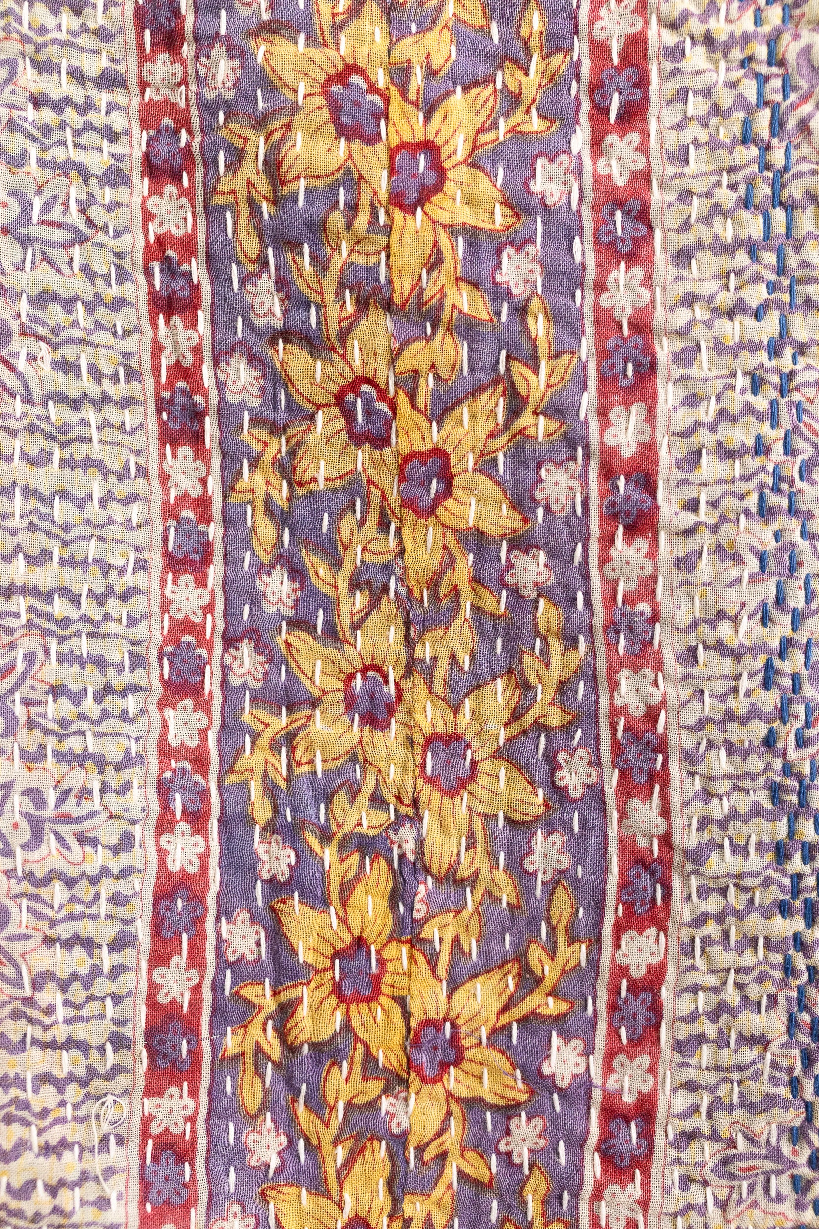 No. 140 Masterpiece Kantha Coverlet Quilt (Queen)