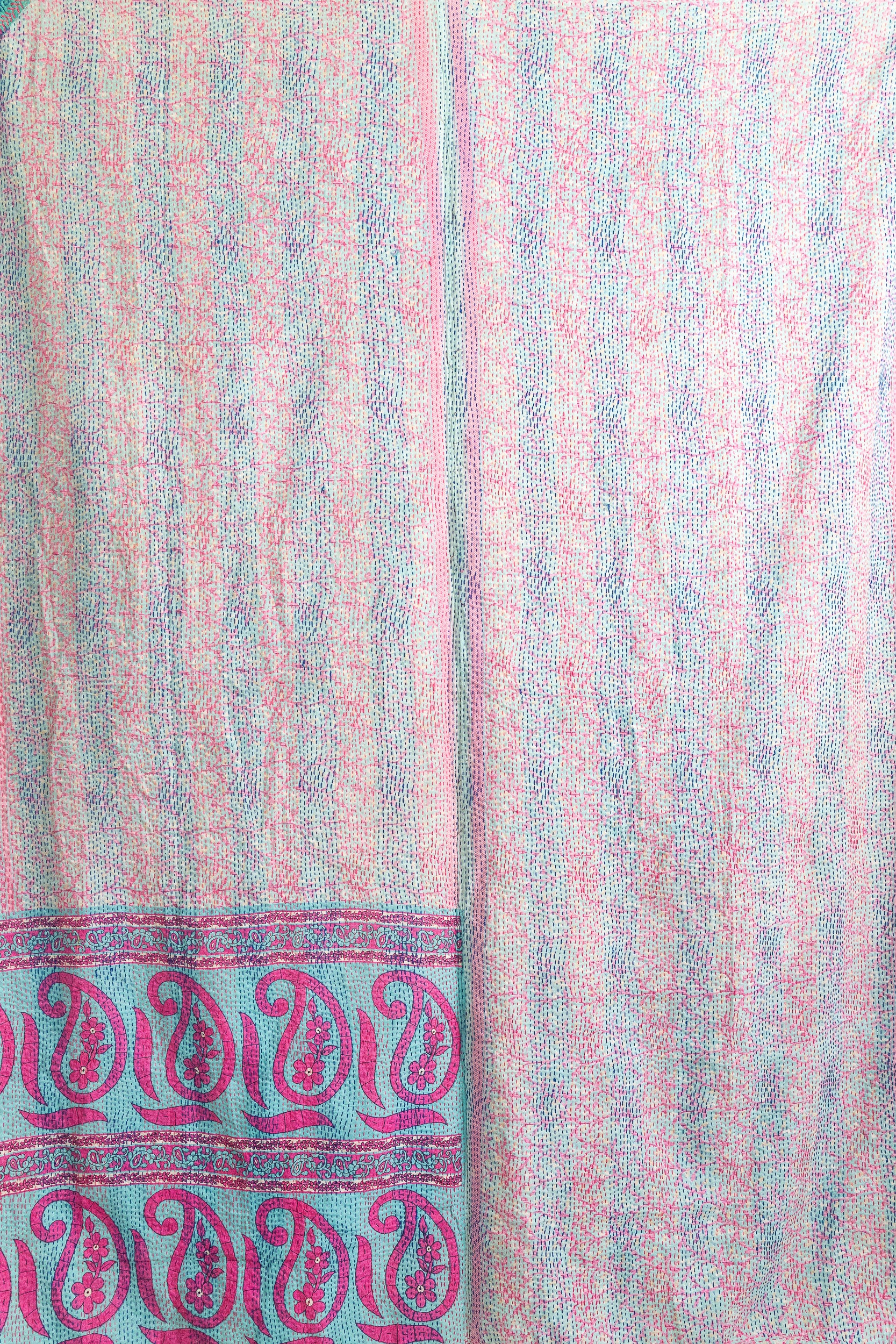No. 140 Masterpiece Kantha Coverlet Quilt (Queen)