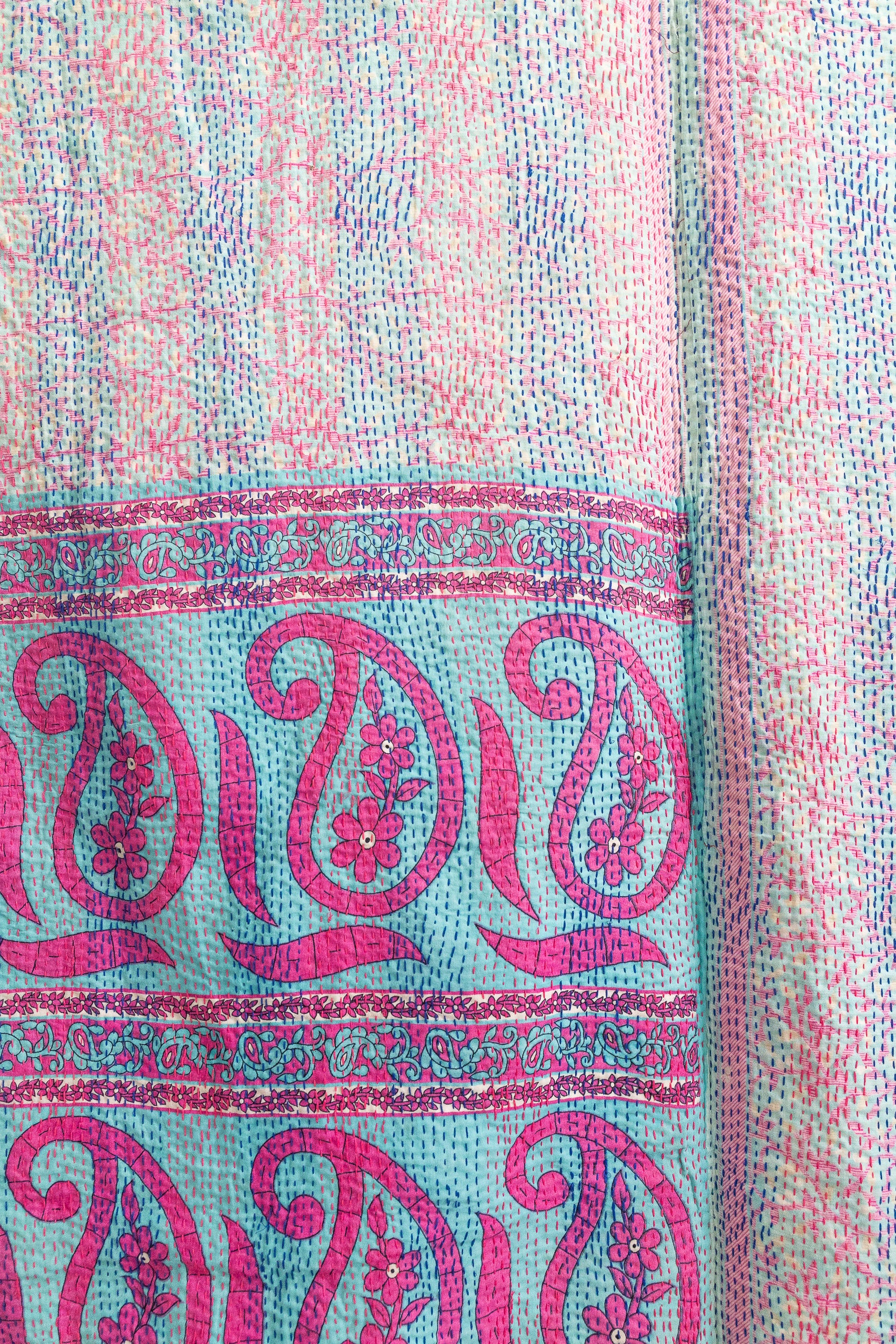 No. 140 Masterpiece Kantha Coverlet Quilt (Queen)