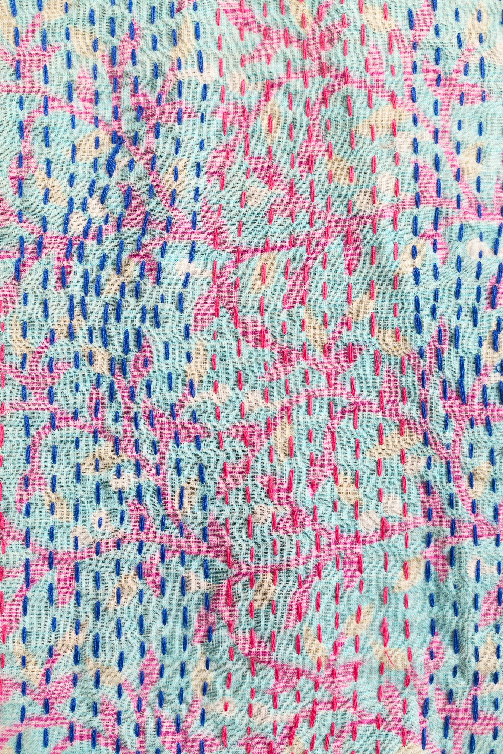 No. 140 Masterpiece Kantha Coverlet Quilt (Queen)