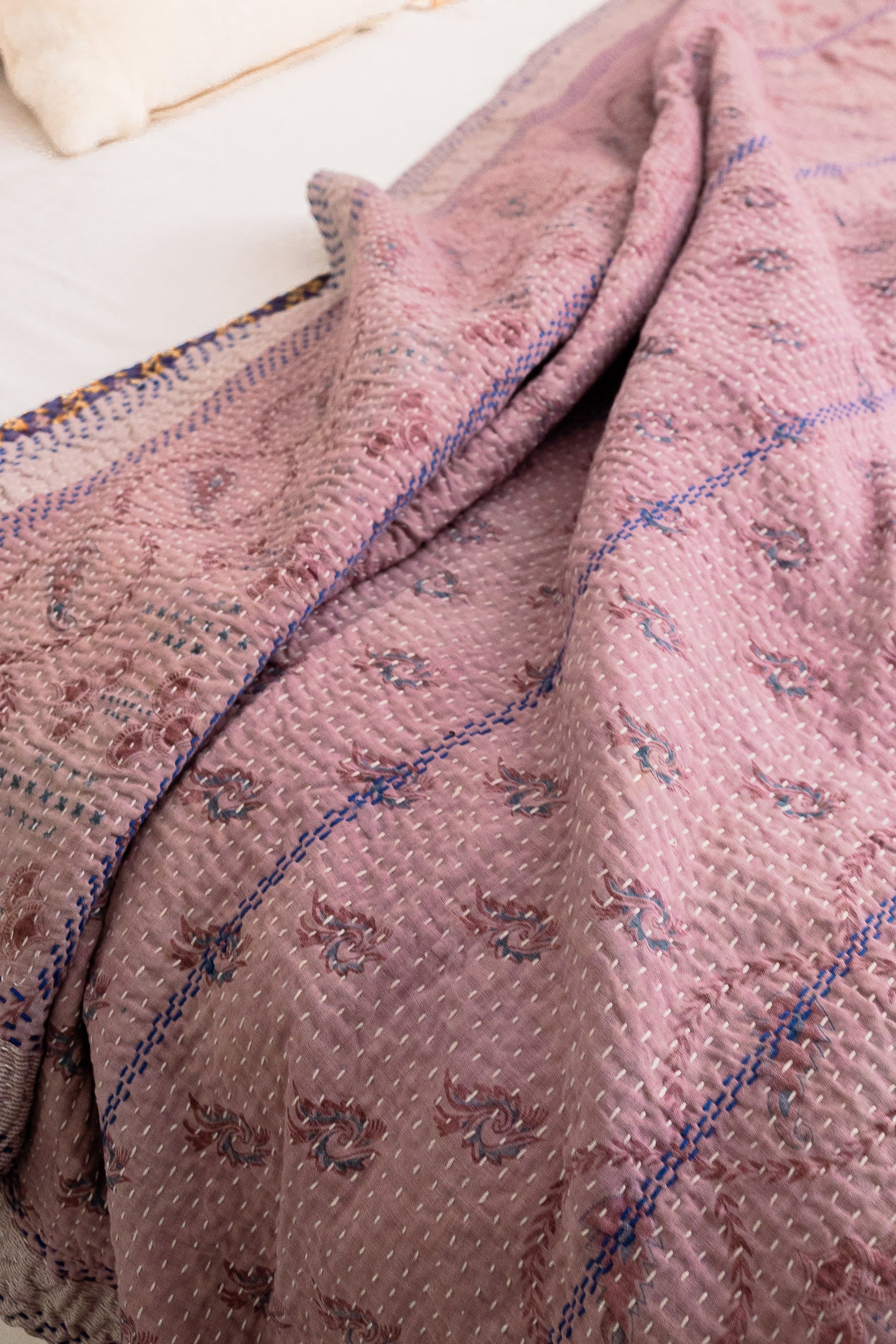No. 142 Masterpiece Kantha Coverlet Quilt (Queen)