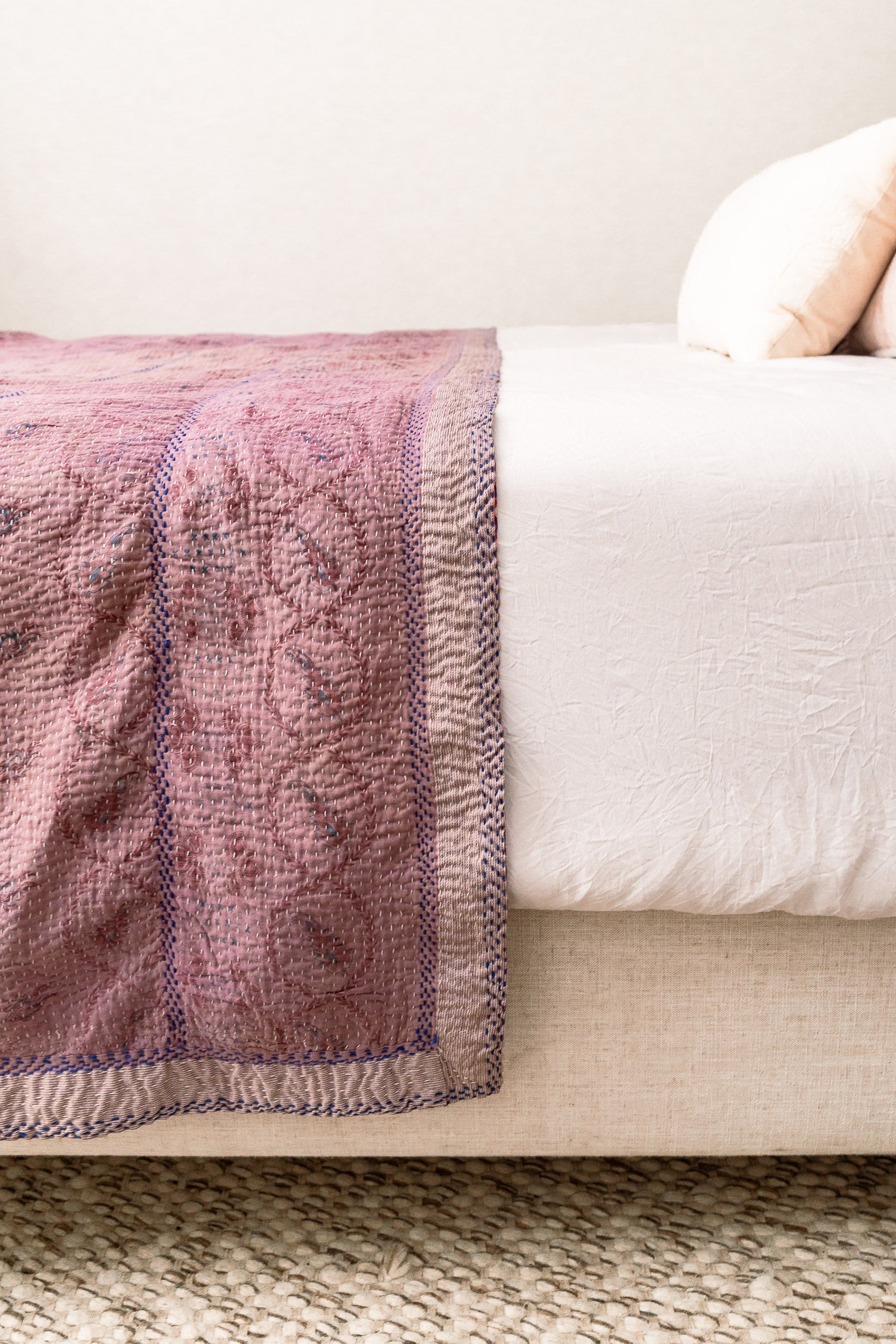 No. 142 Masterpiece Kantha Coverlet Quilt (Queen)