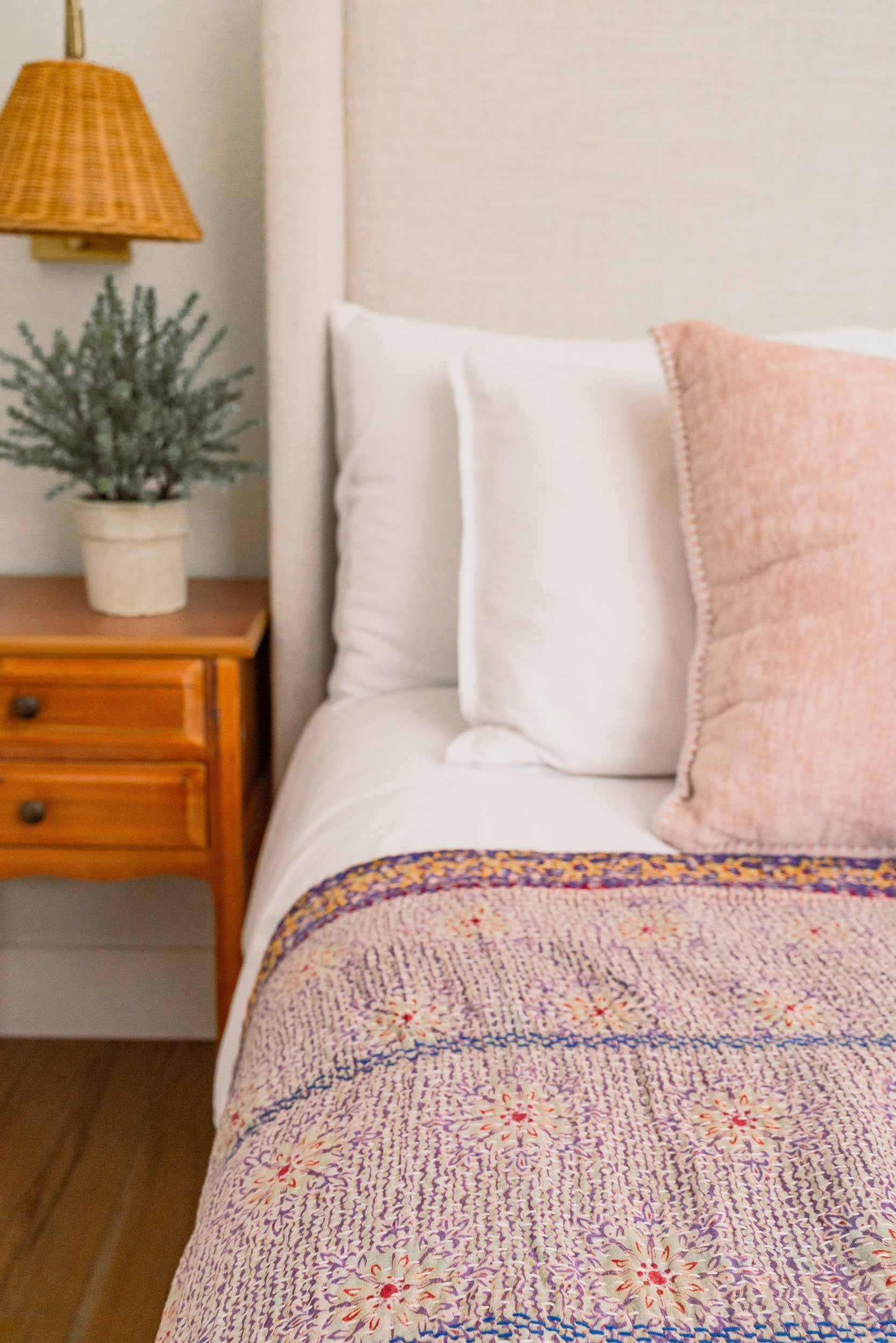 No. 142 Masterpiece Kantha Coverlet Quilt (Queen)