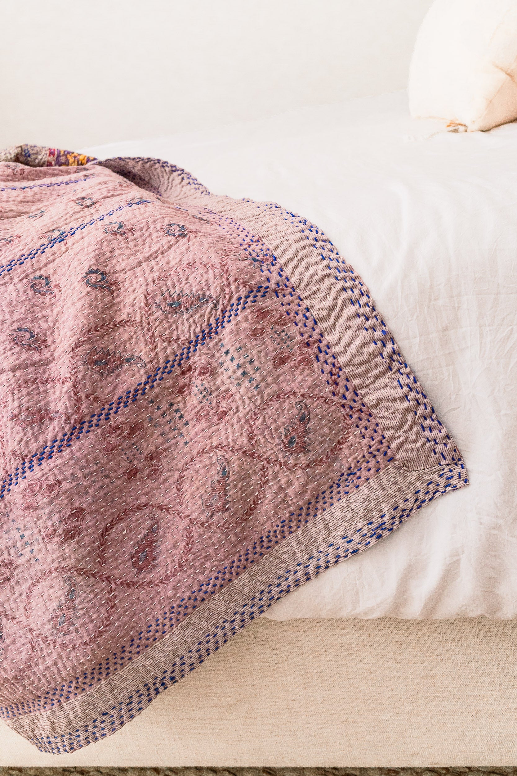 No. 142 Masterpiece Kantha Coverlet Quilt (Queen)