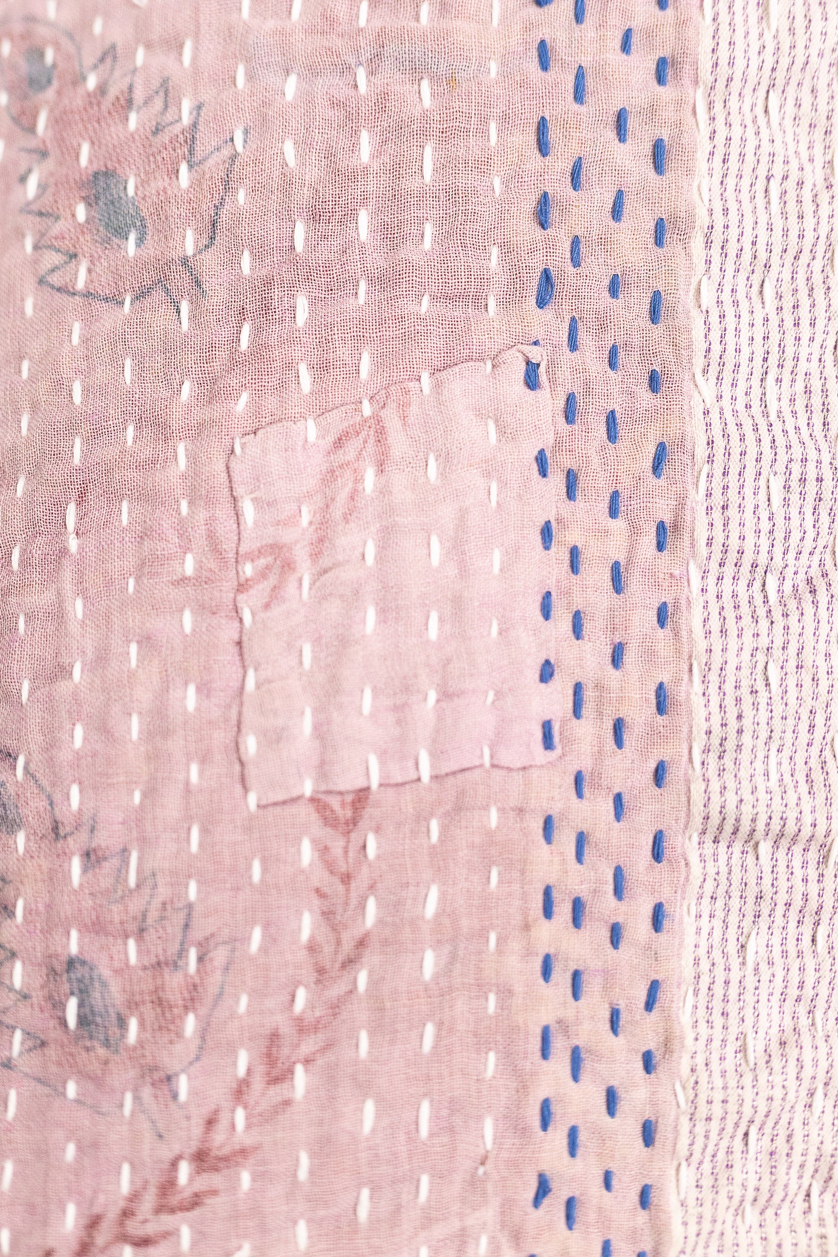 No. 142 Masterpiece Kantha Coverlet Quilt (Queen)