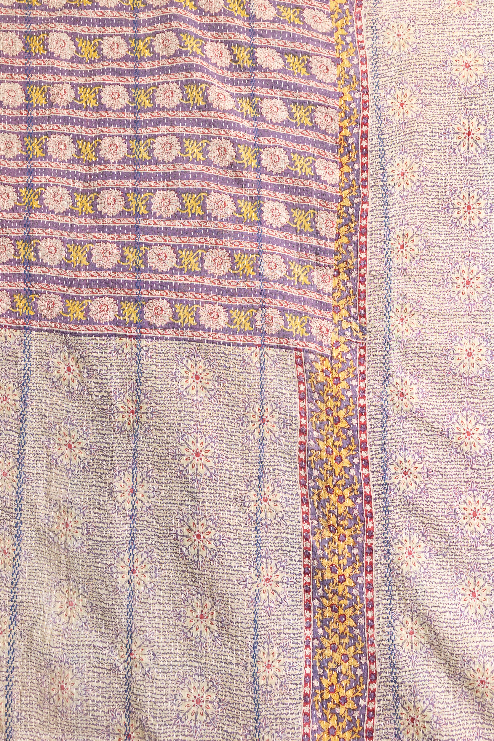 No. 142 Masterpiece Kantha Coverlet Quilt (Queen)