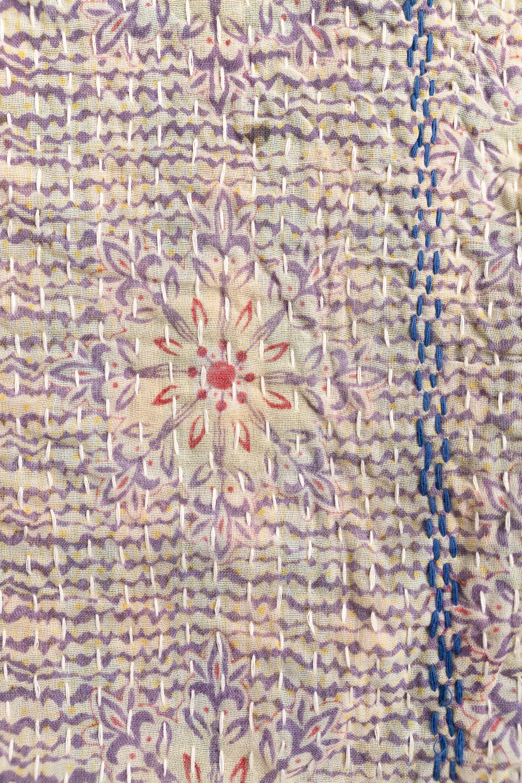 No. 142 Masterpiece Kantha Coverlet Quilt (Queen)