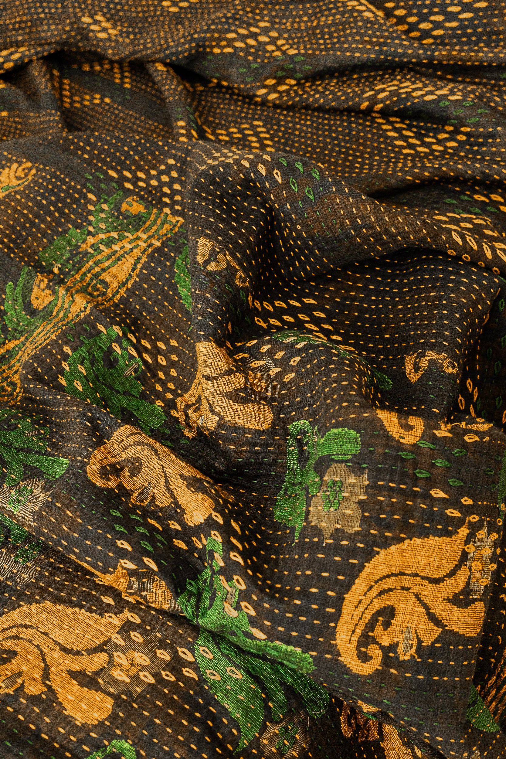No. 143 Masterpiece Kantha Coverlet Quilt (Queen)