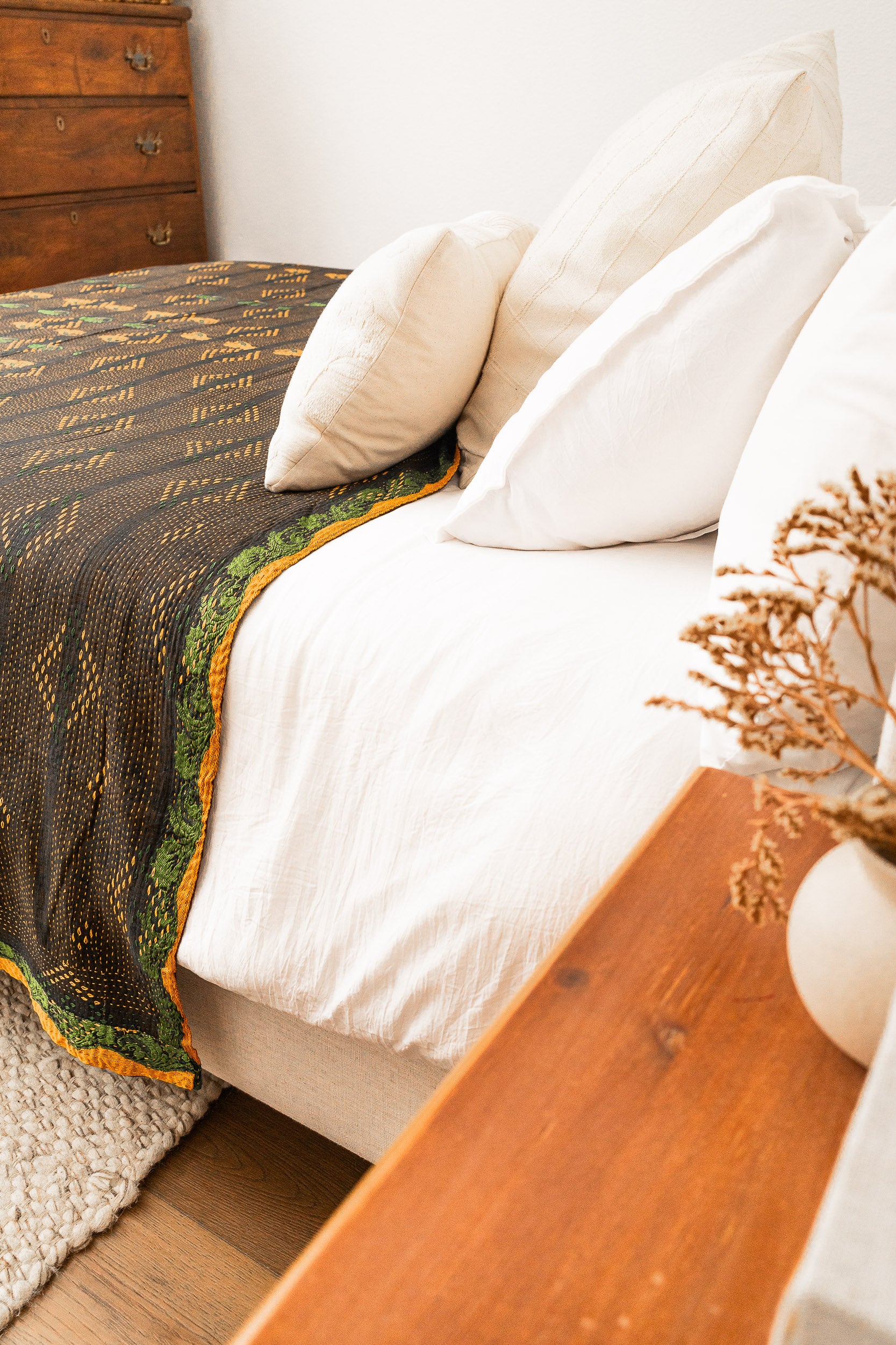 No. 143 Masterpiece Kantha Coverlet Quilt (Queen)
