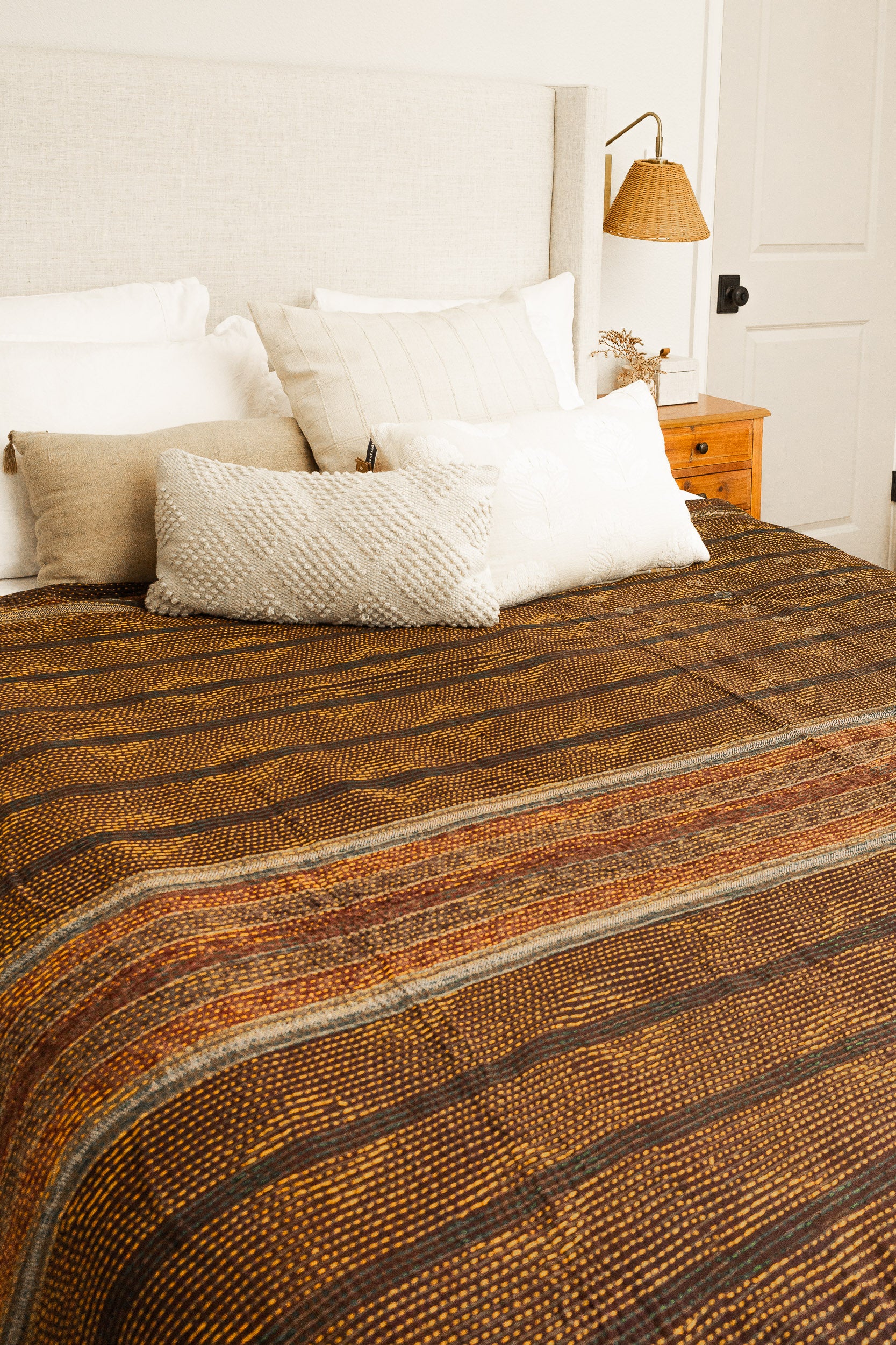 No. 143 Masterpiece Kantha Coverlet Quilt (Queen)