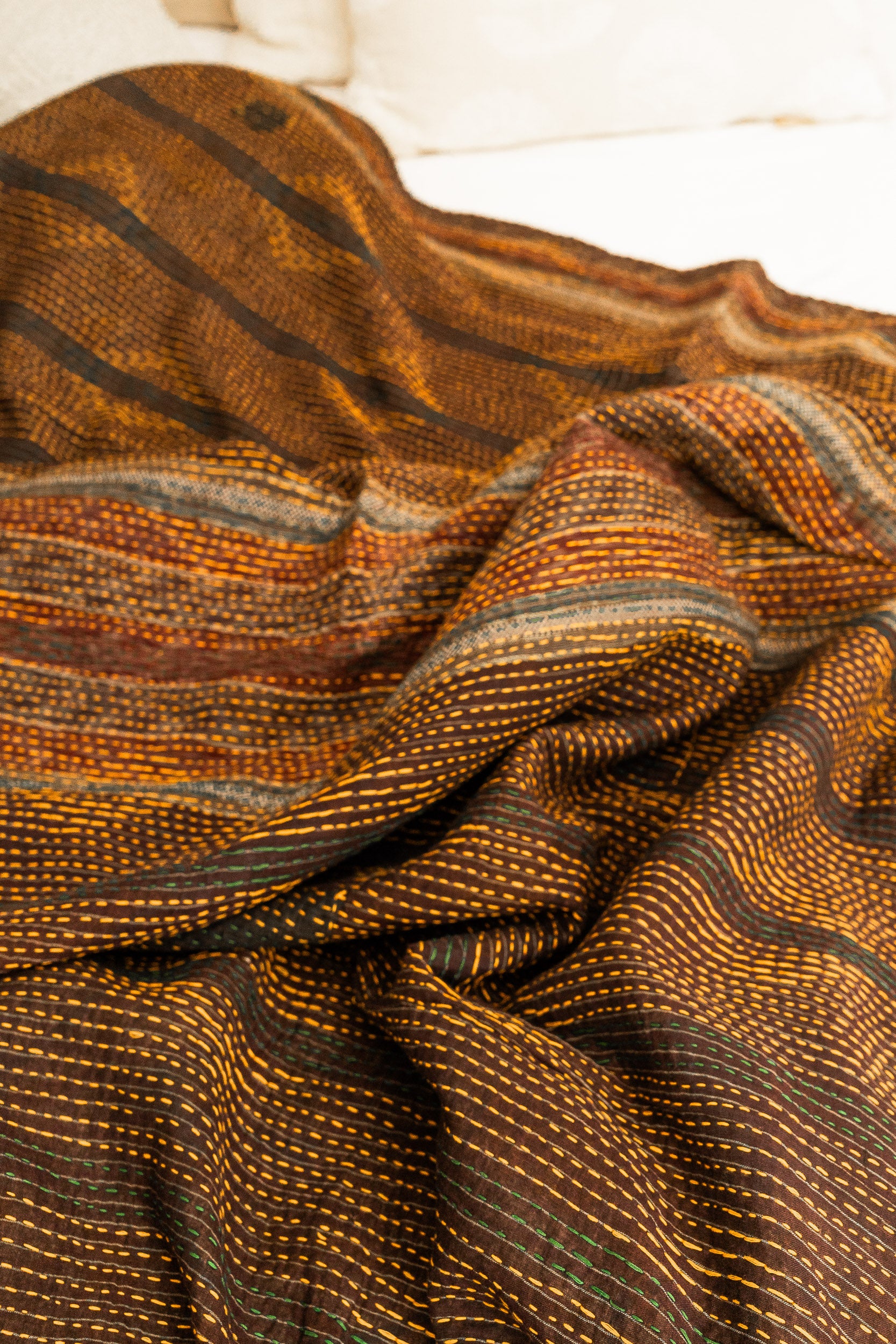 No. 143 Masterpiece Kantha Coverlet Quilt (Queen)