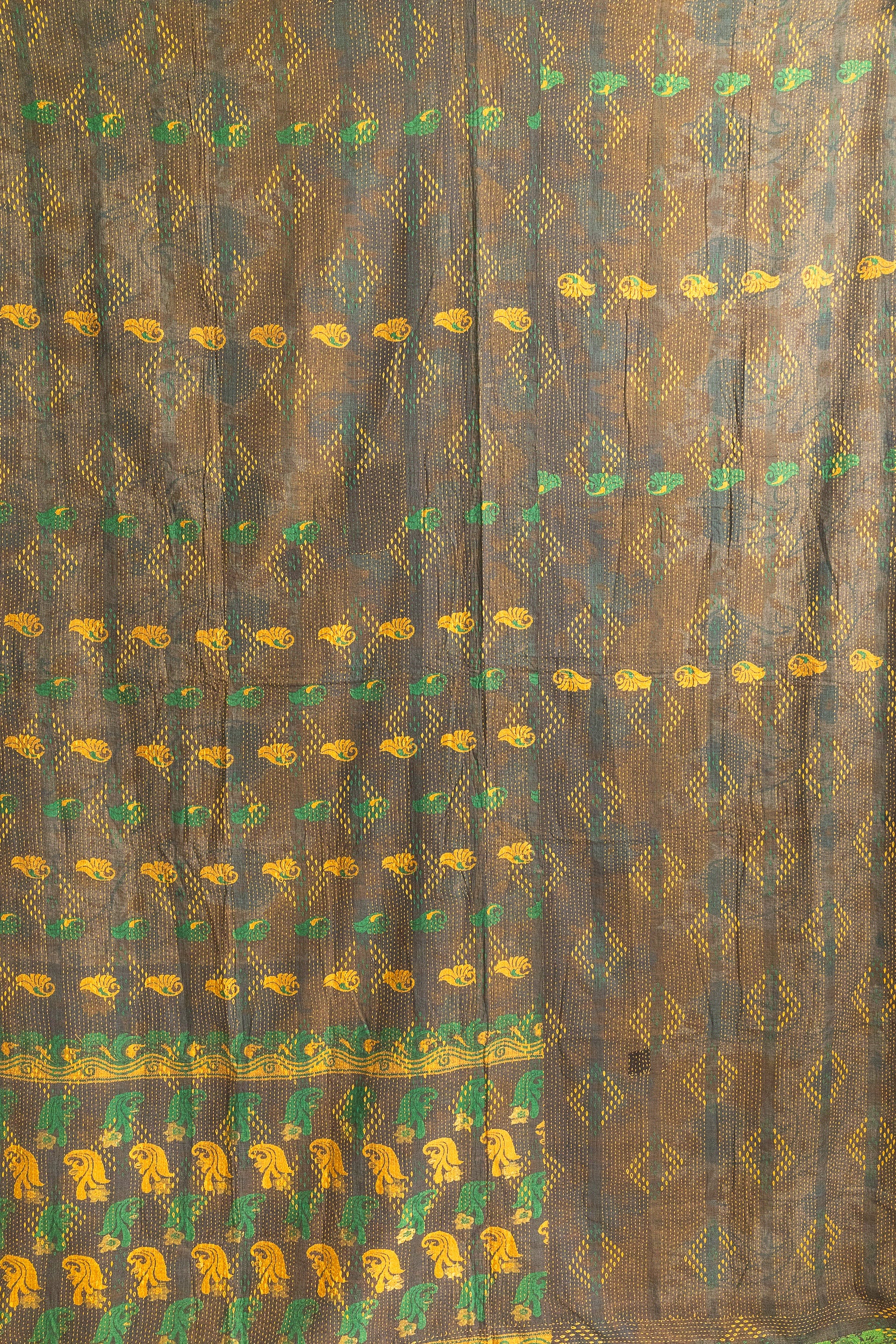 No. 143 Masterpiece Kantha Coverlet Quilt (Queen)