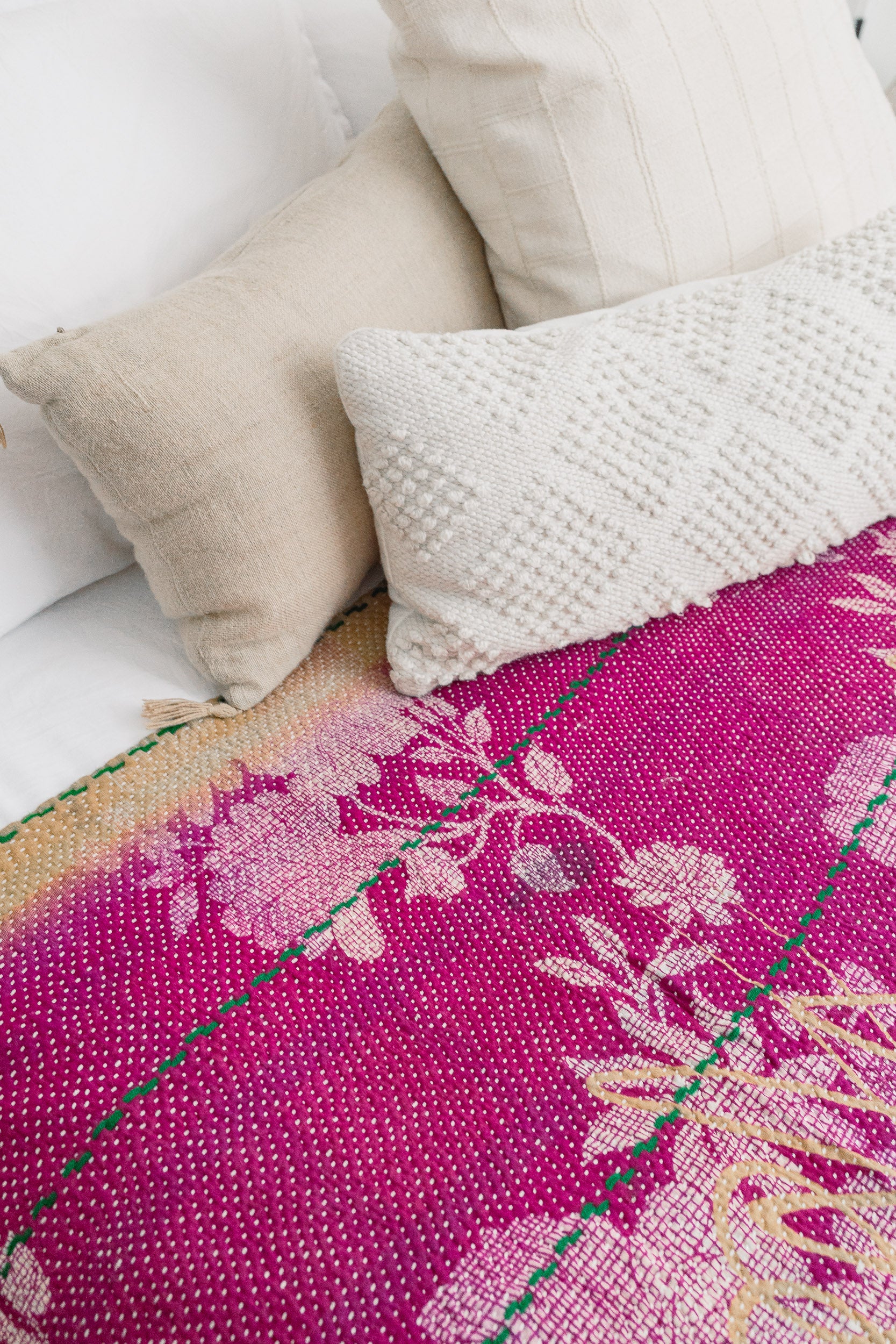 No. 144 Masterpiece Kantha Coverlet Quilt (Queen)