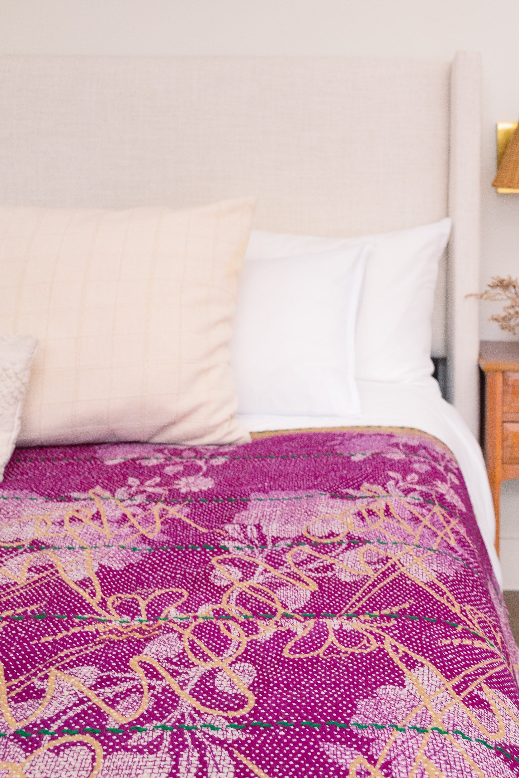 No. 144 Masterpiece Kantha Coverlet Quilt (Queen)