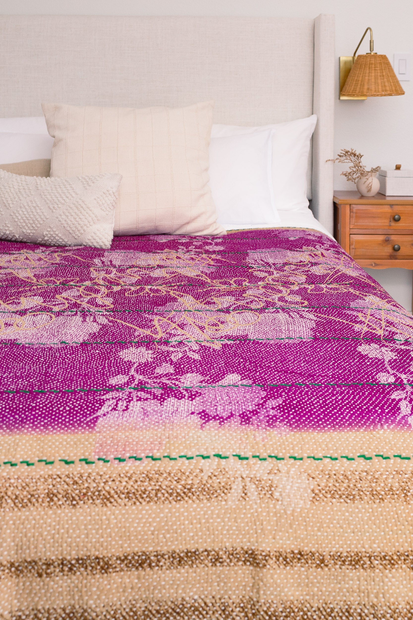 No. 144 Masterpiece Kantha Coverlet Quilt (Queen)