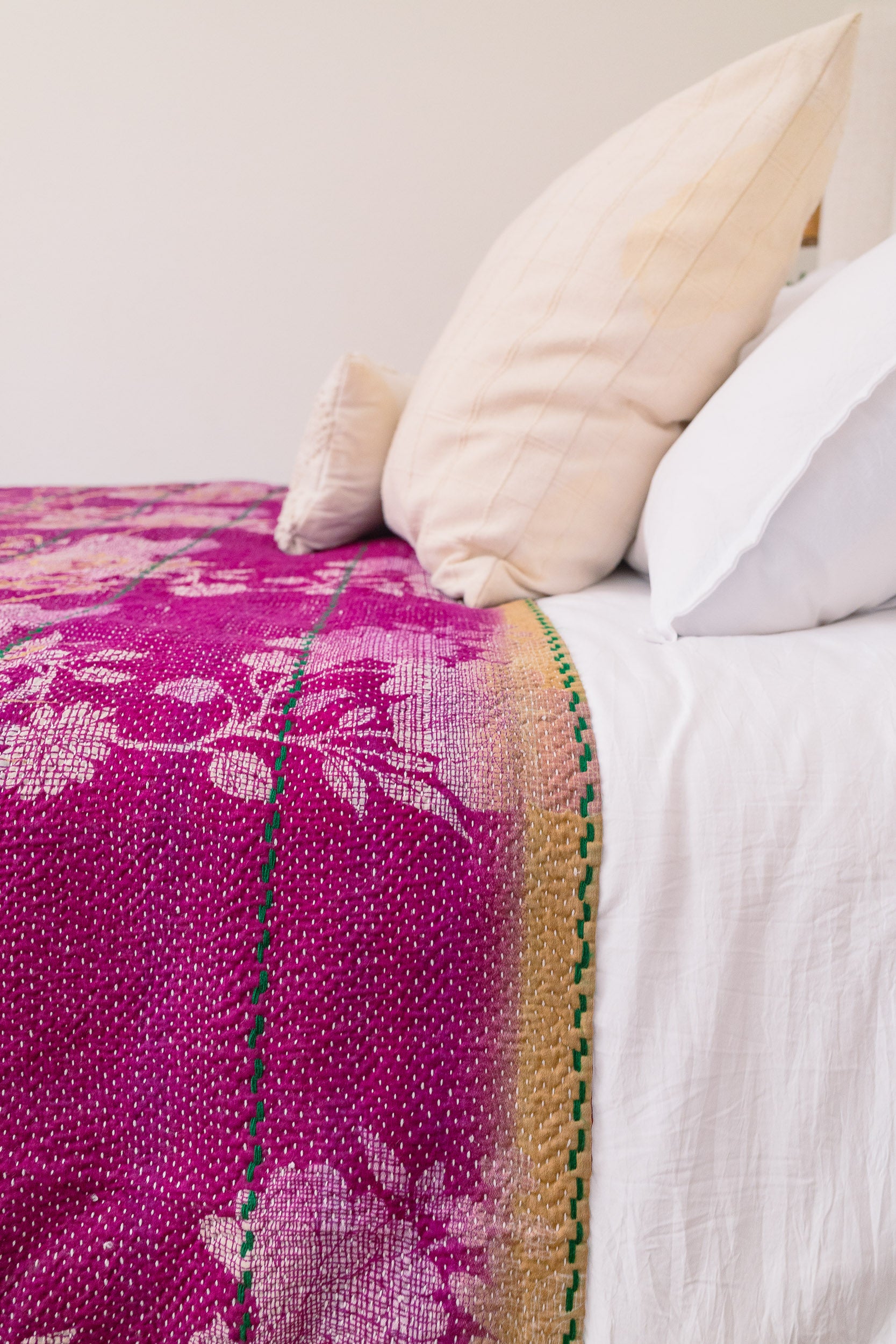 No. 144 Masterpiece Kantha Coverlet Quilt (Queen)